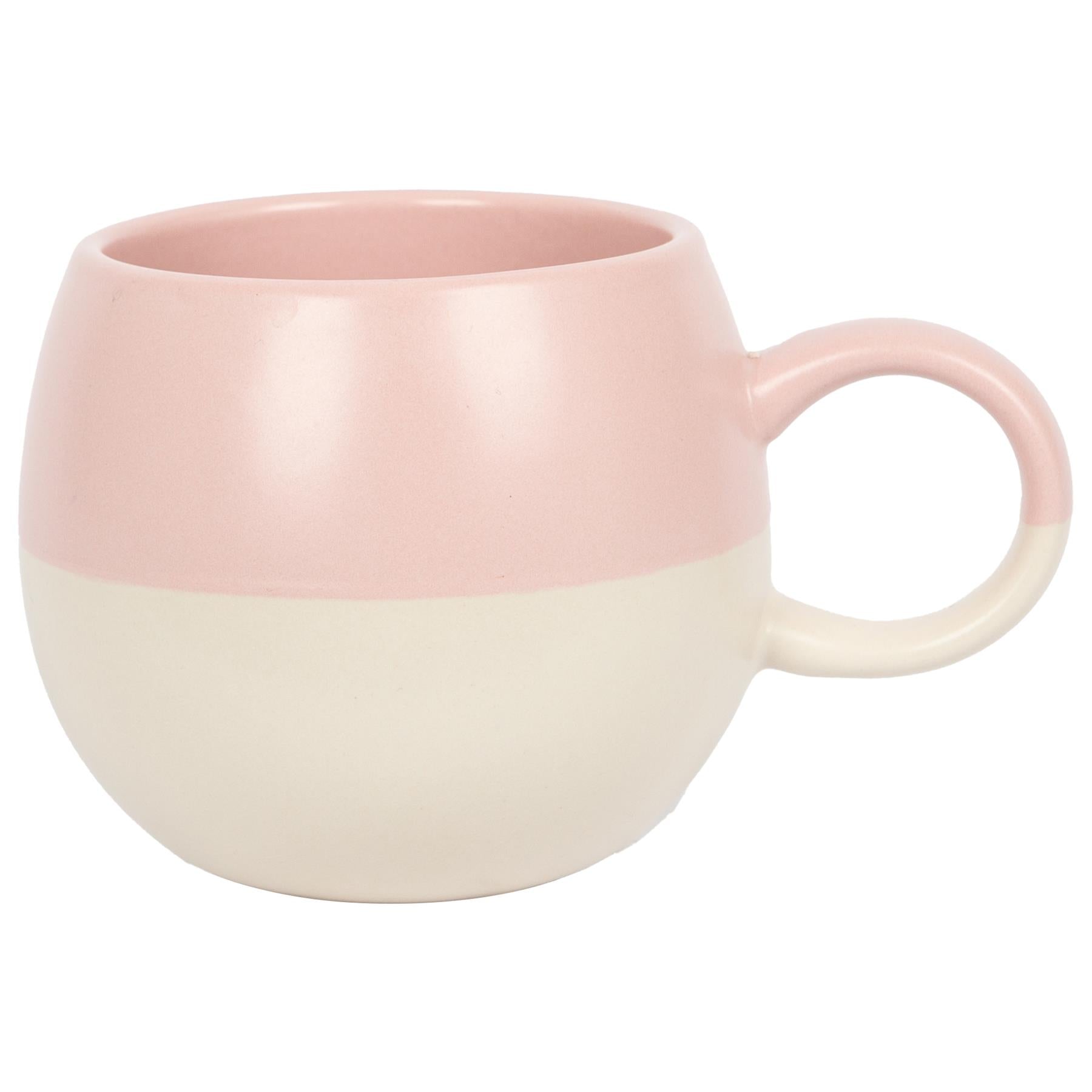 340ml Dusty Pink Colour Block Stoneware Sphere Mug