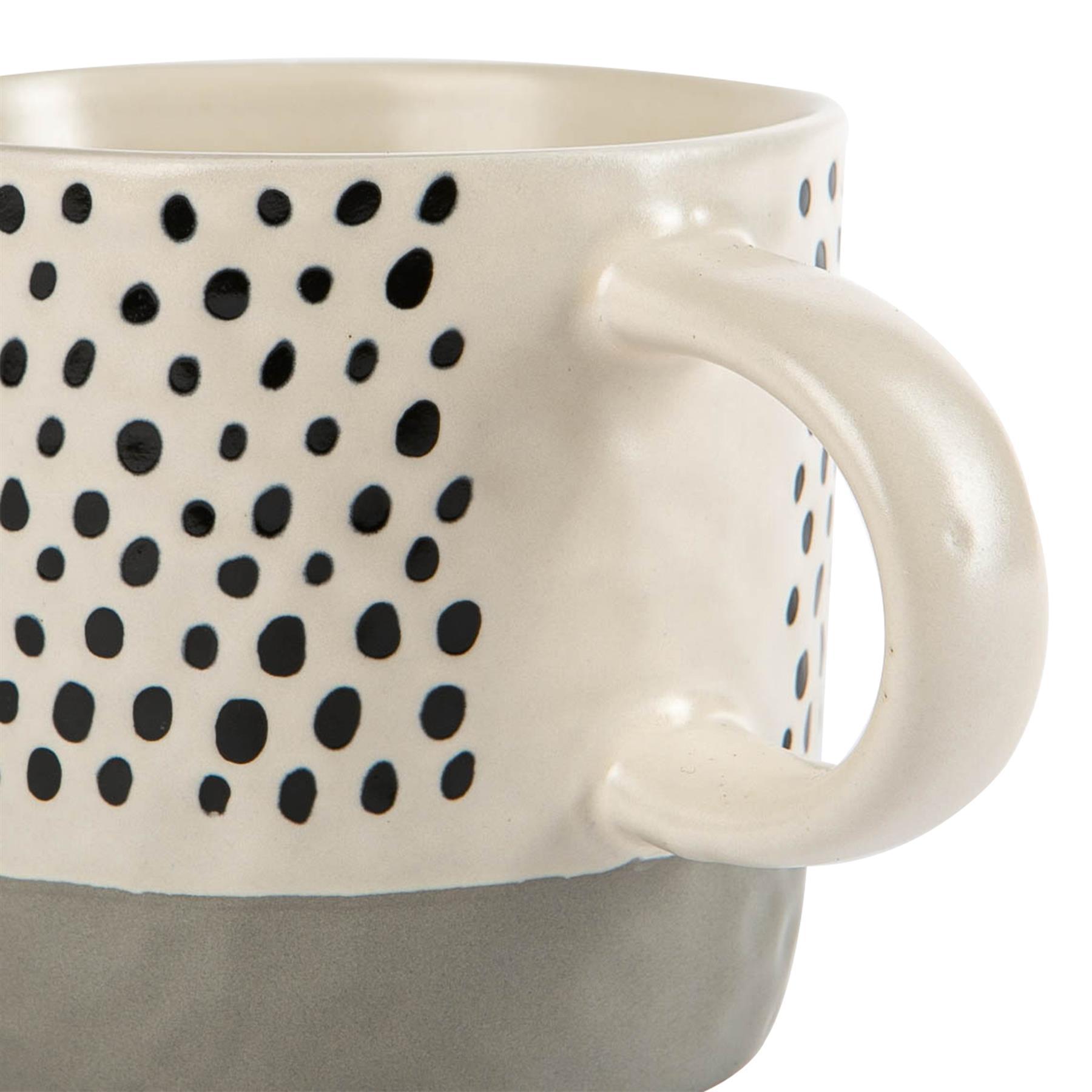 385ml Grey Colour Block Spot Portuguese Stoneware Coffee Mug