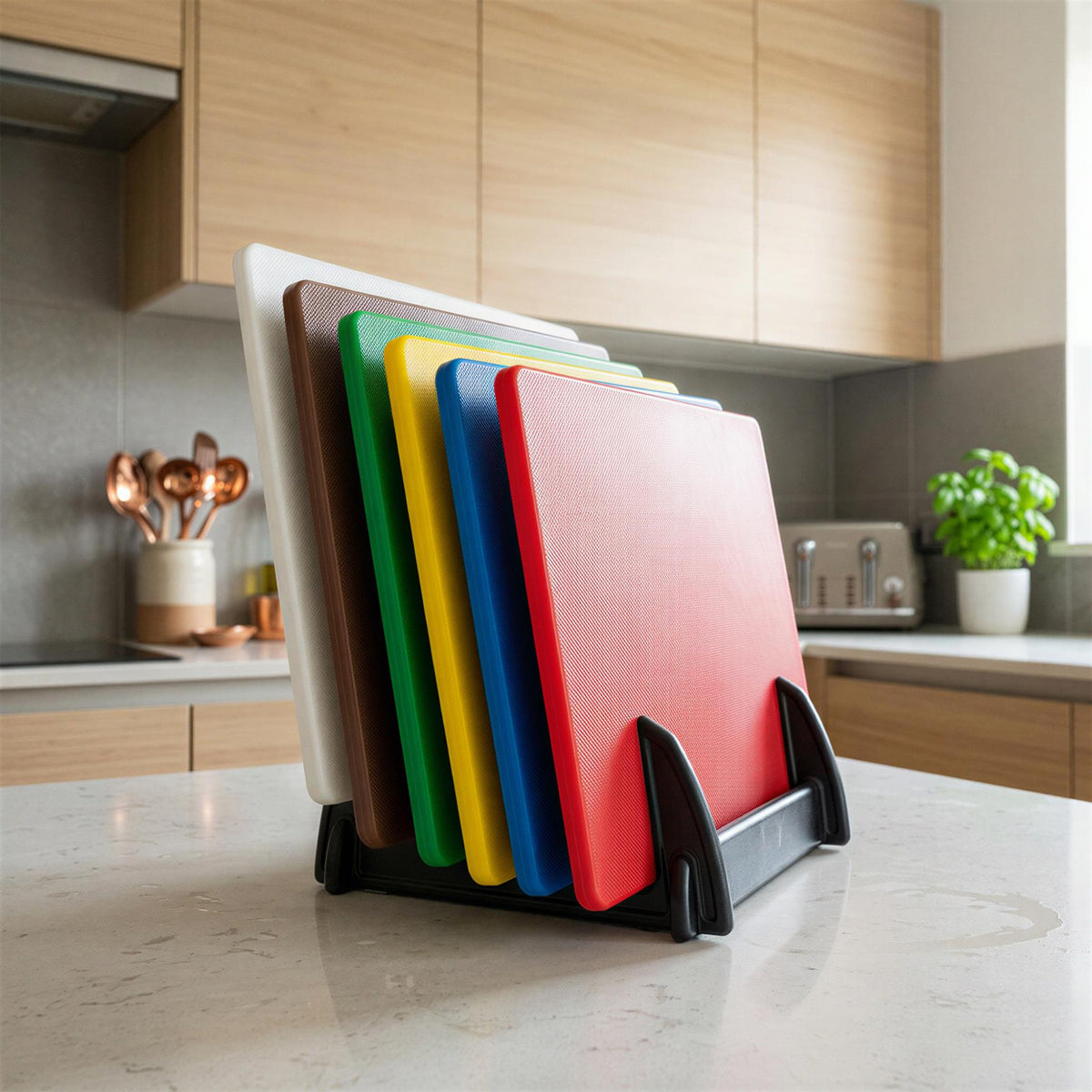 6 Slot Chopping Board Stand - Black