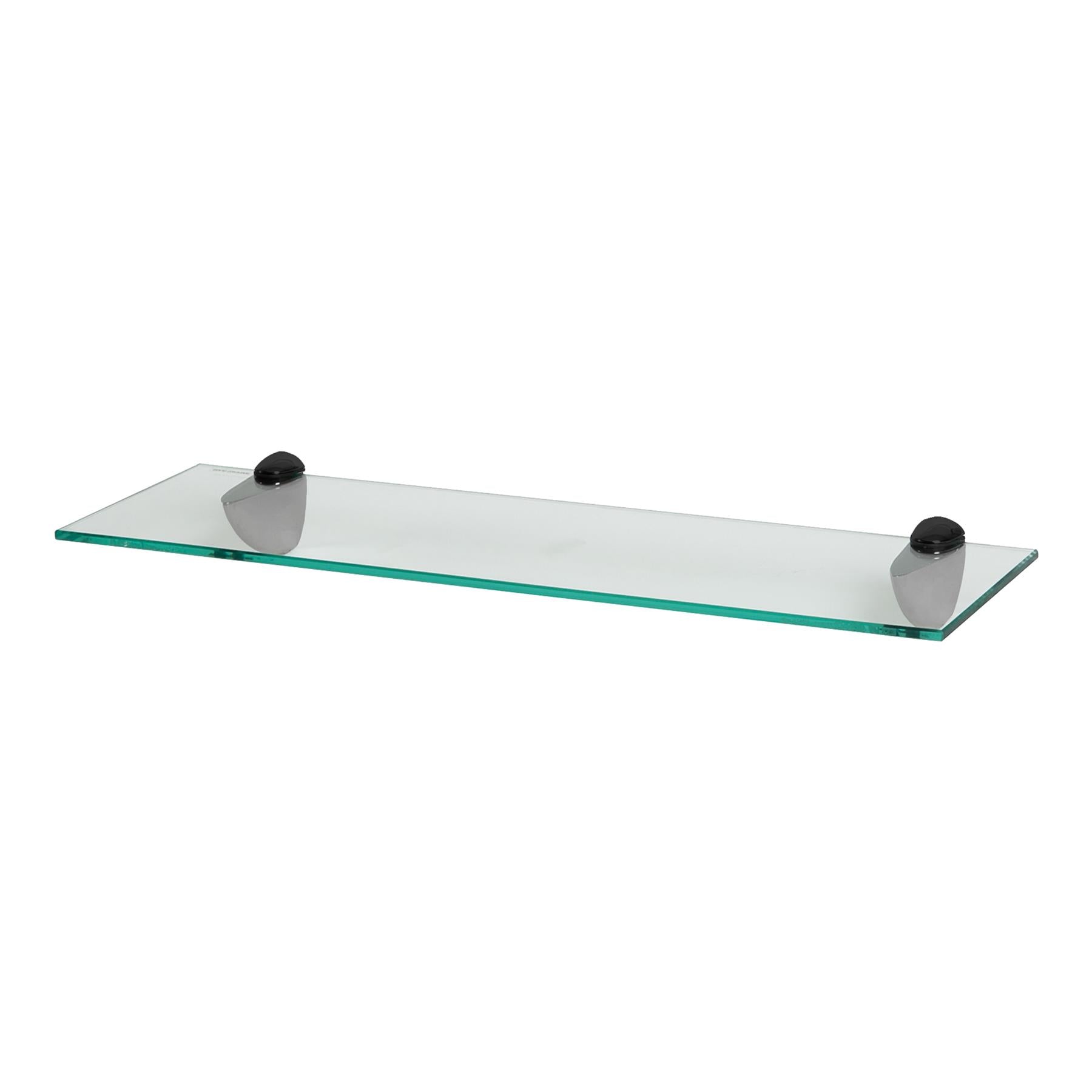 60cm Floating Glass Shelf with Black Fixings