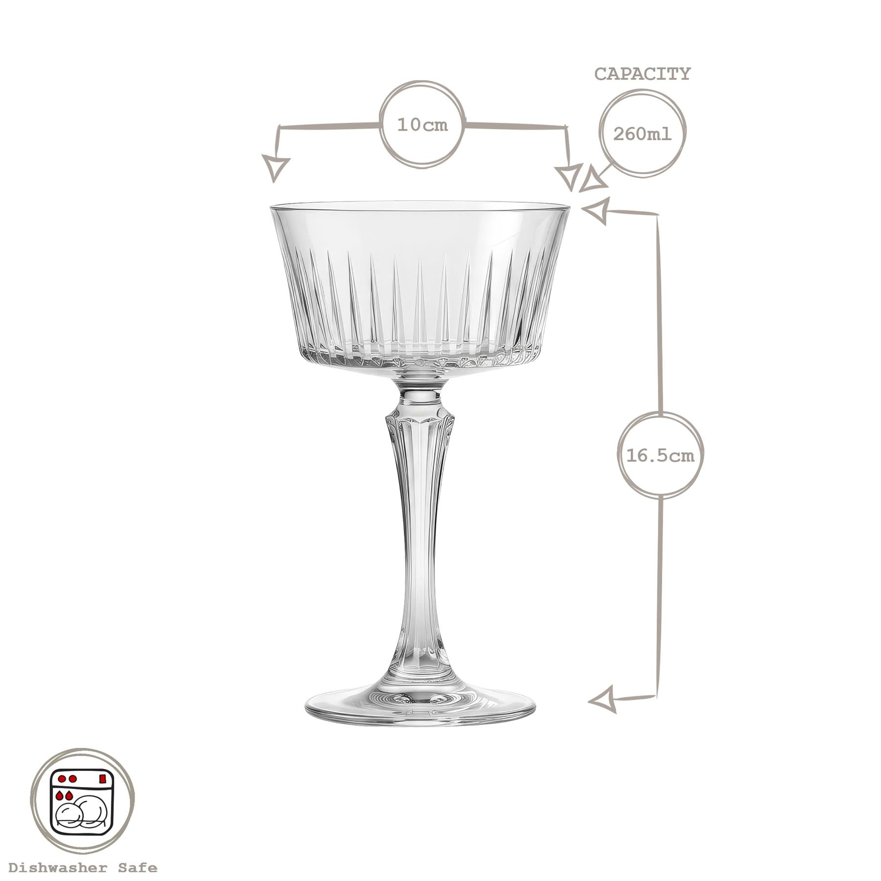 260ml Timeless Crystal Glass Champagne Saucers - Pack of Six
