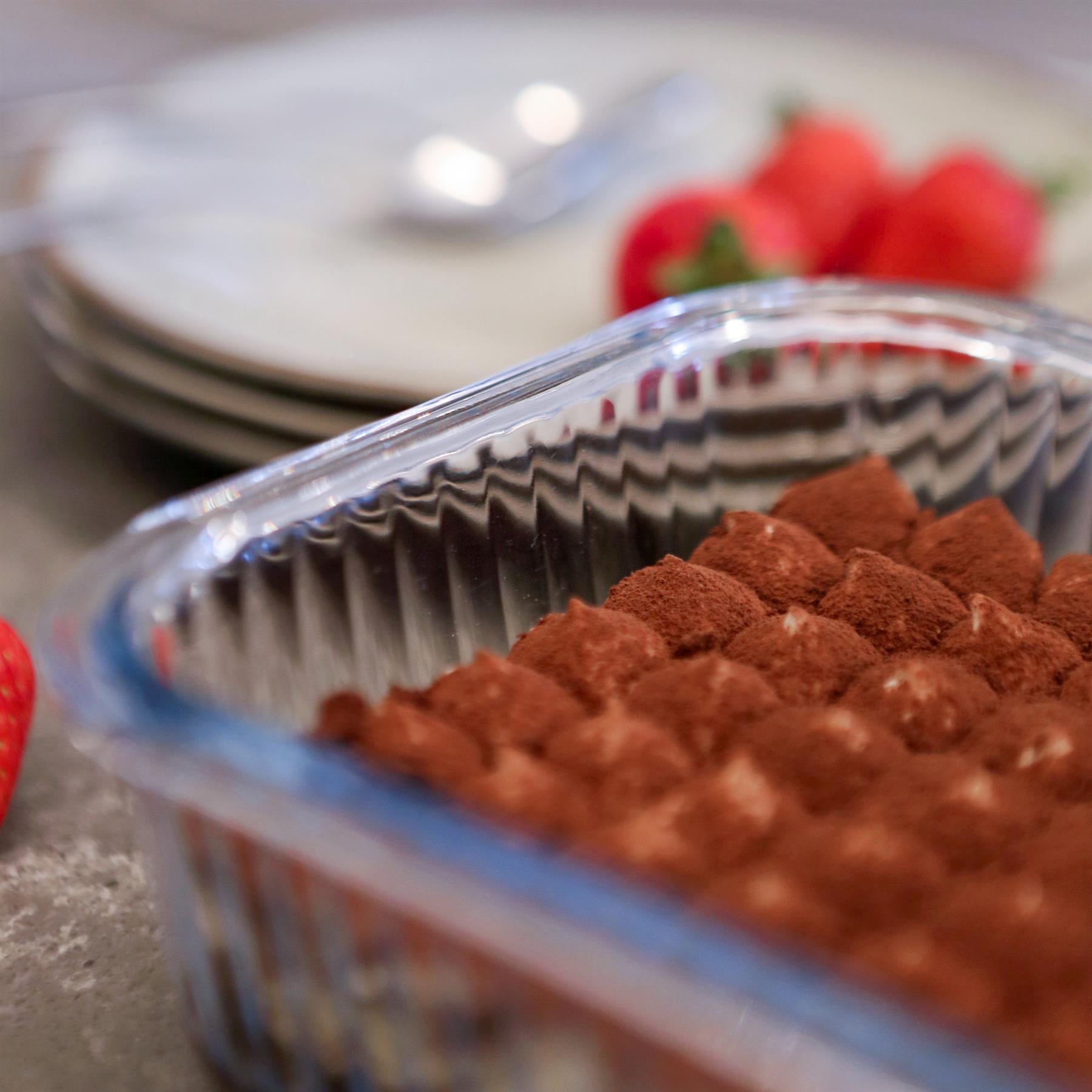 Optical Rectangular Glass Cake Dish - 20cm x 15cm