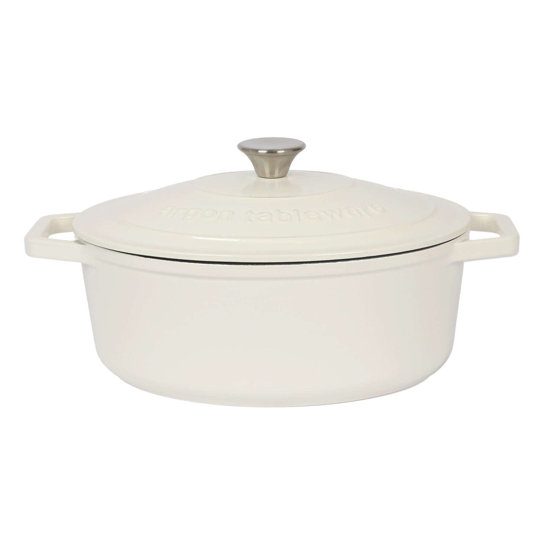 4.68L Pebble Gloss Oval Cast Iron Casserole Dish