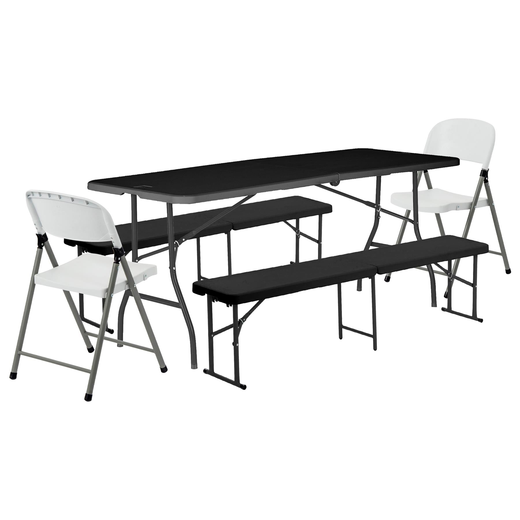 Folding Table, Bench & Chair Set - 180cm (6ft)