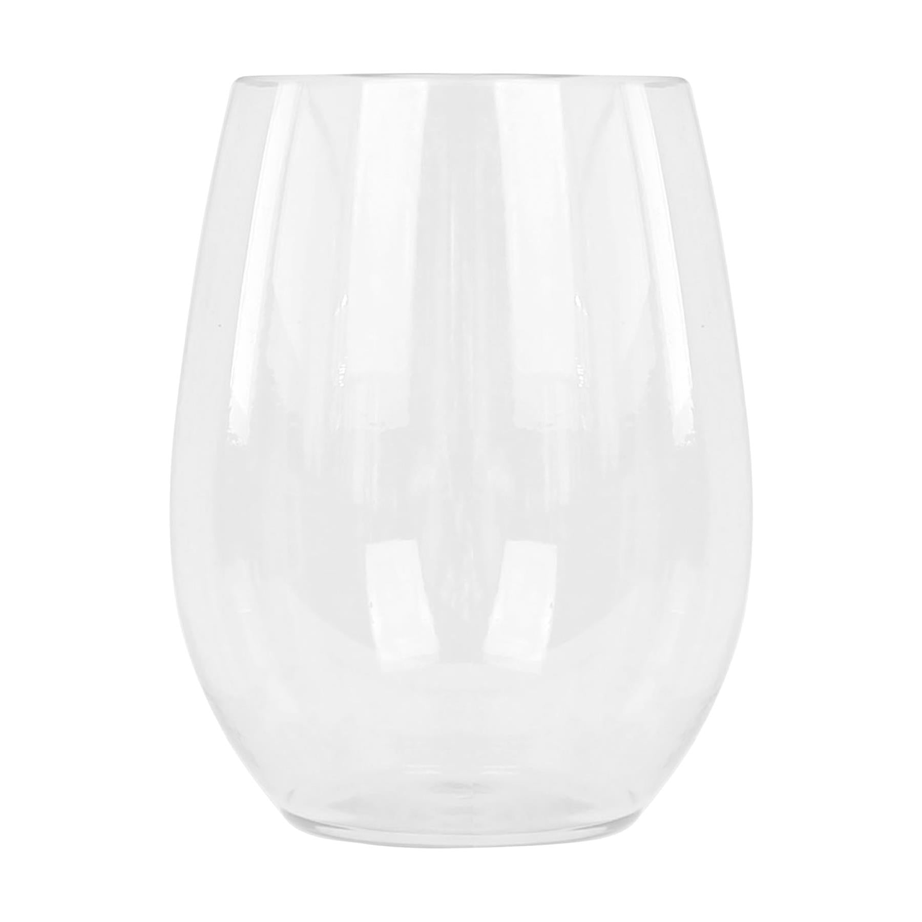 300ml Reusable Plastic Stemless Wine Glasses - Pack of Six