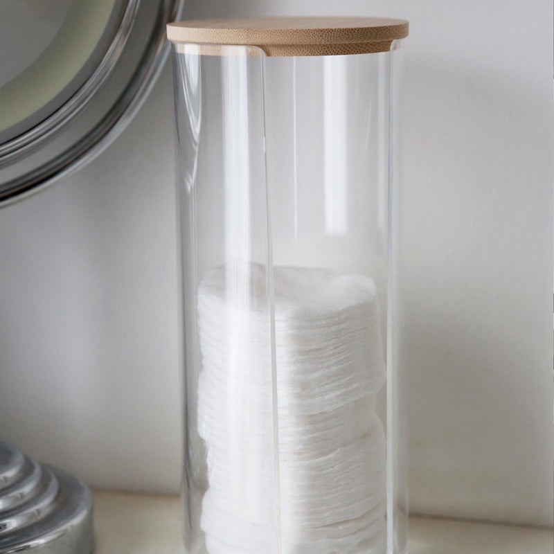 Tall Cotton Pad Holder with Bamboo Lid - By Harbour Housewares