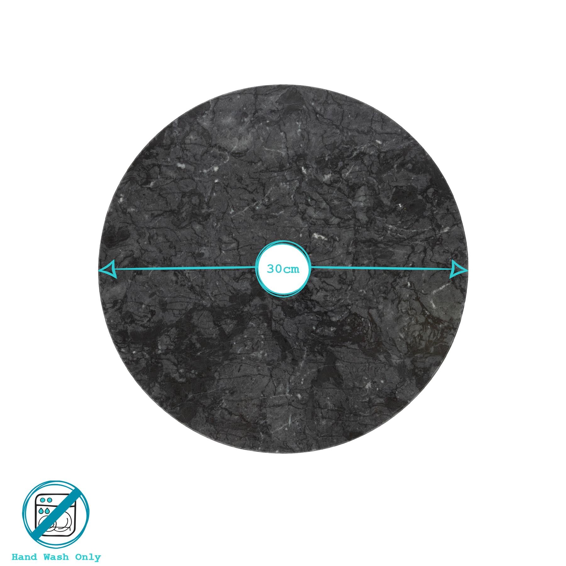 12pc Round Marble Placemats & Round Coasters Set - 30cm - Green