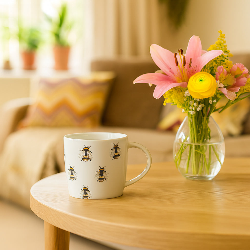 350ml Multi Bee Simply Home Stoneware Mugs - Pack of Six