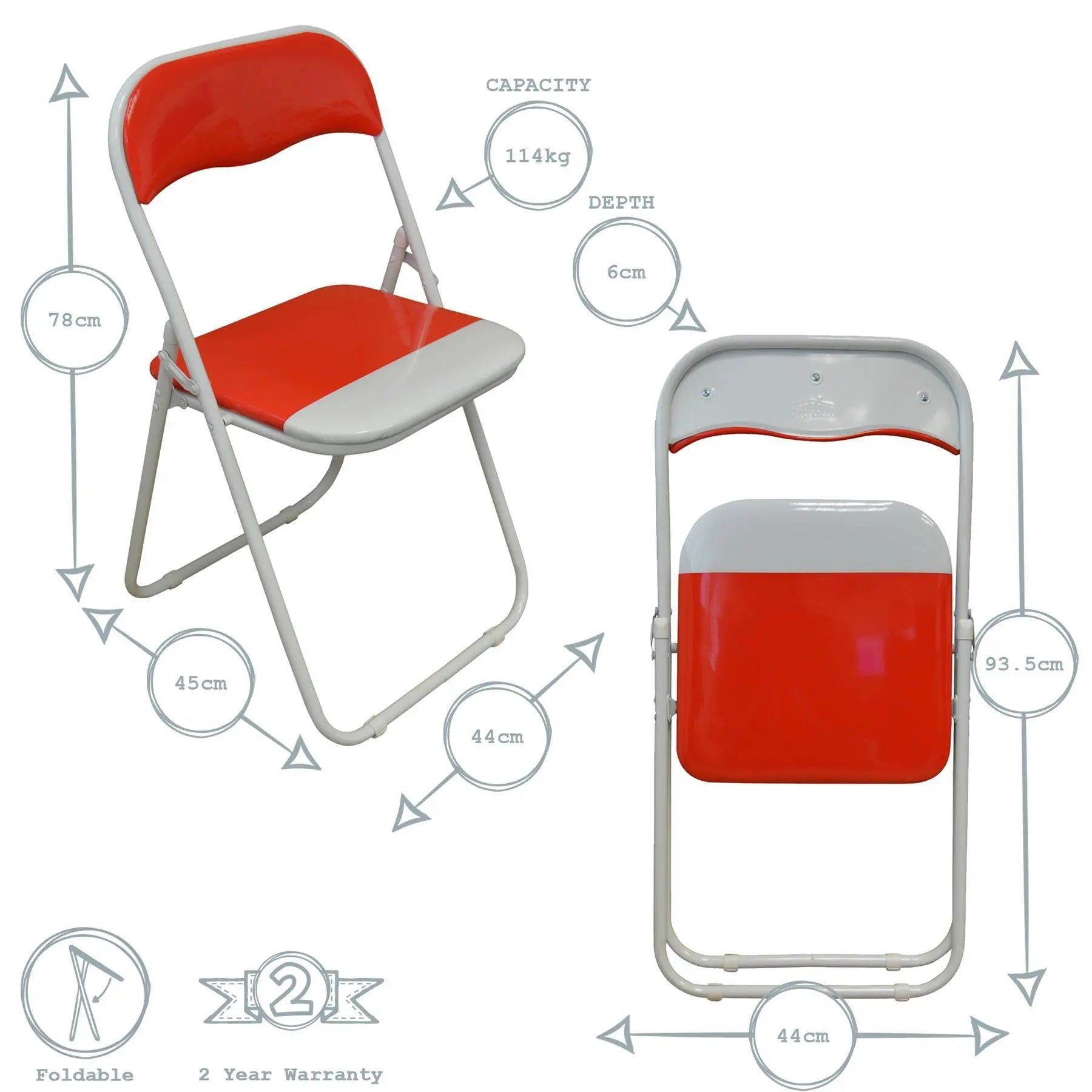 Red Wave Padded Folding Chair