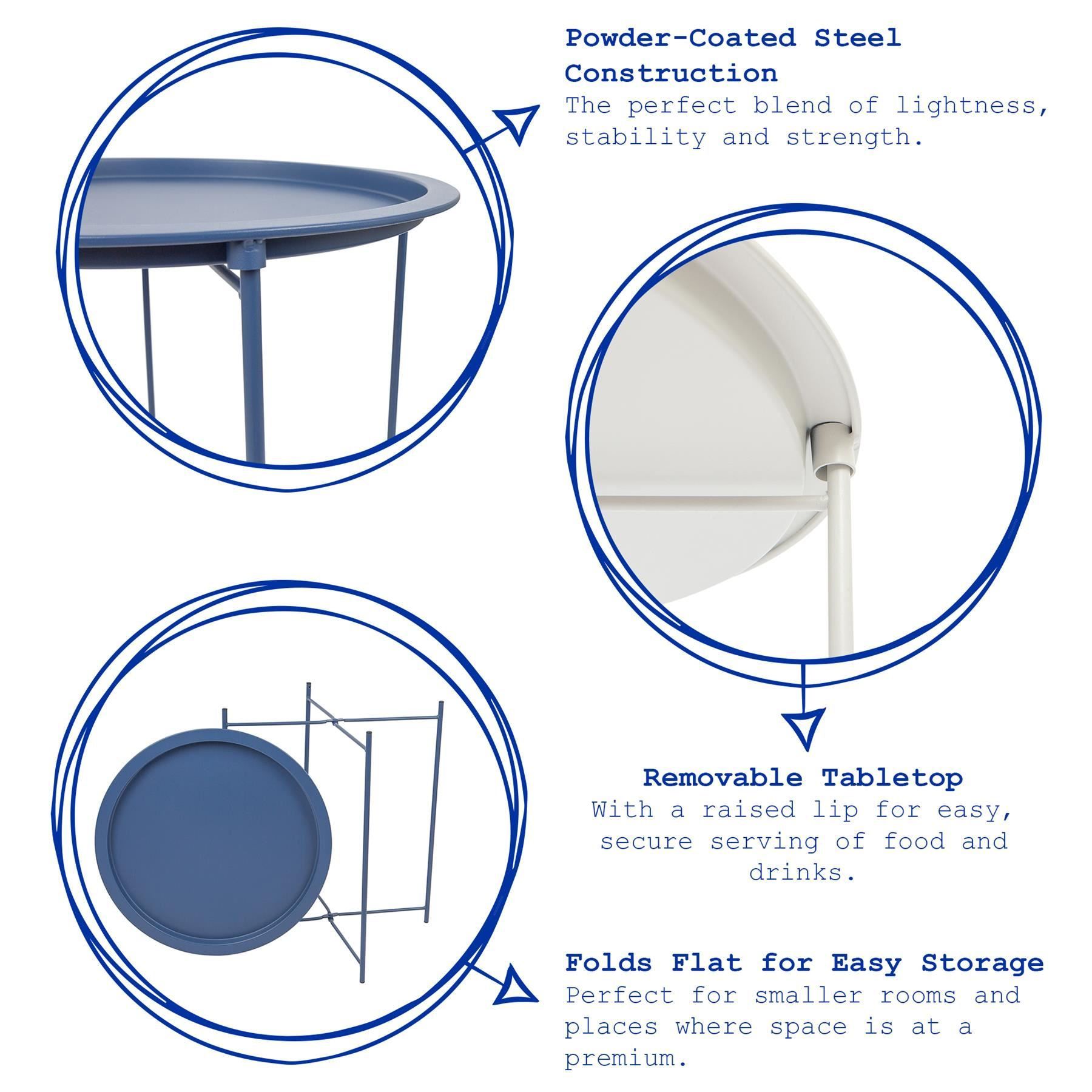 Navy Round Steel Tray Table