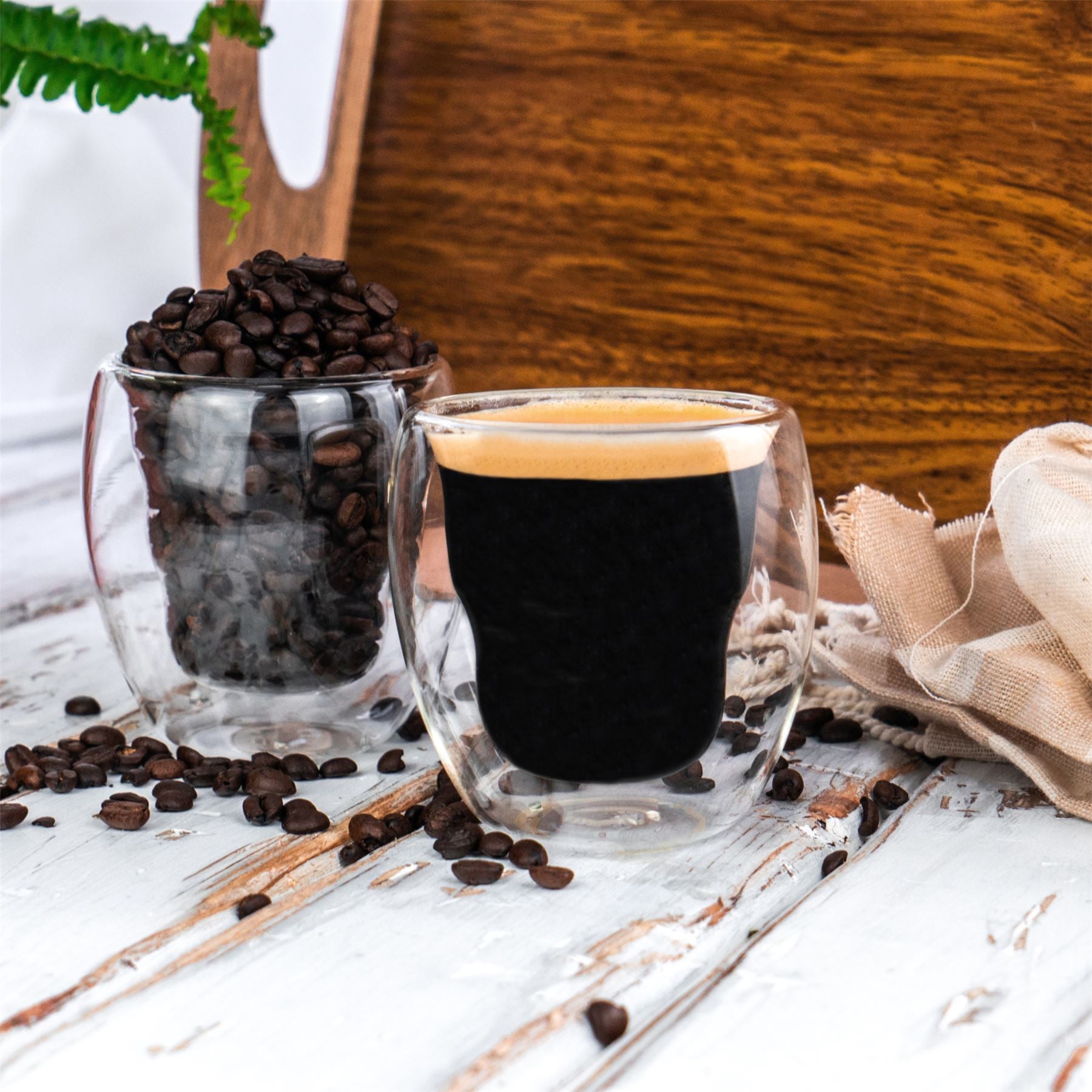 220ml Double Walled Glass Mugs - Clear - Pack of 4