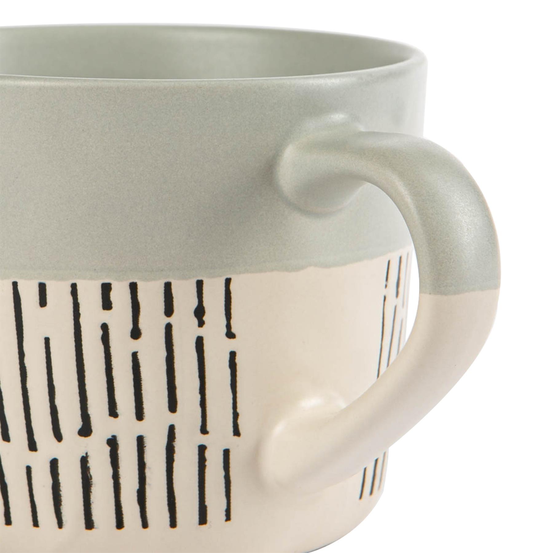 450ml Grey Colour Block Dash Stoneware Coffee Mug