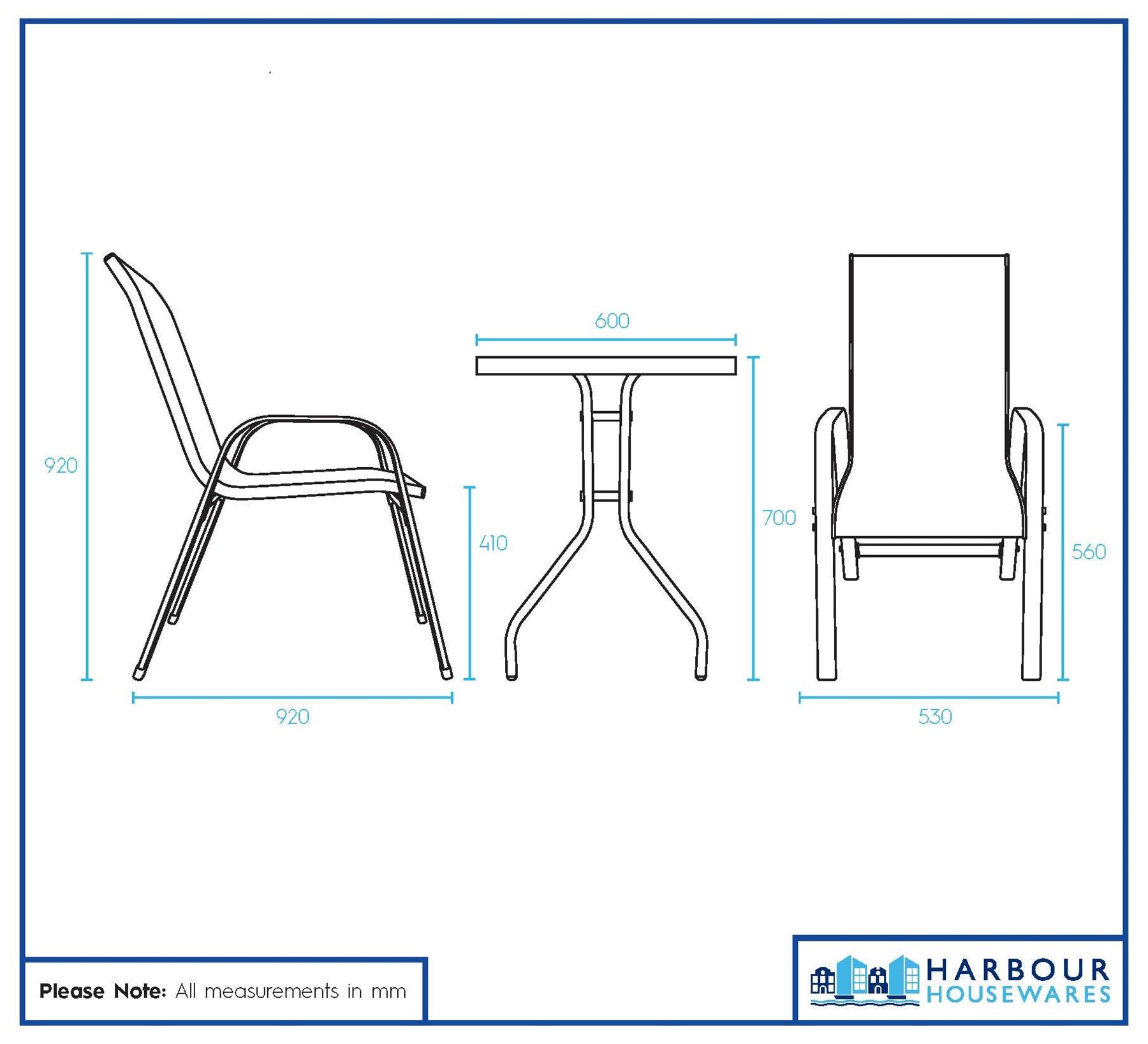 3 piece Round Glass Top Patio Garden Set - Black