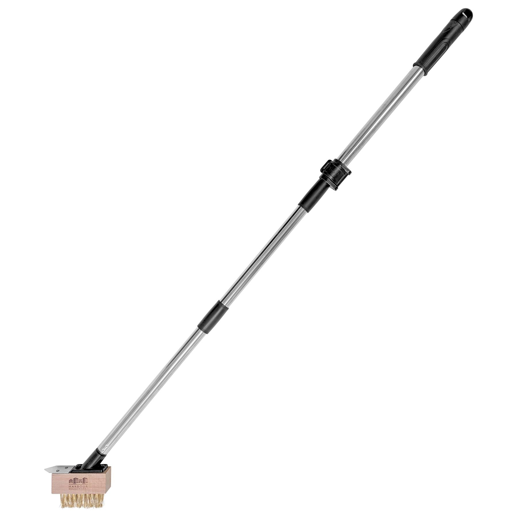Telescopic Long Handle Weed Brush - 125cm - Chrome/Black