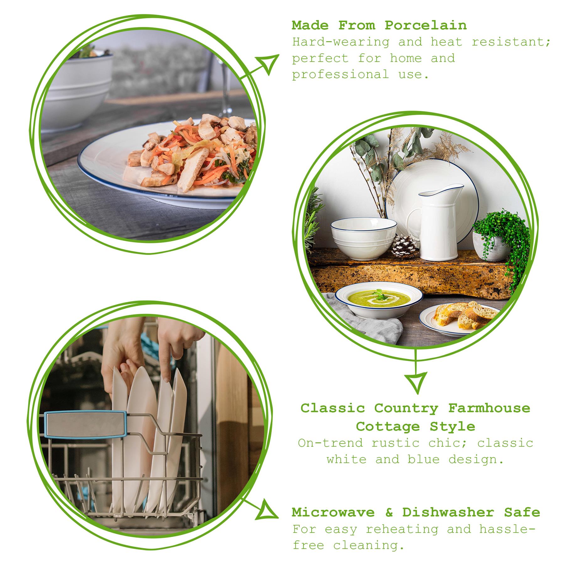 18pc Farmhouse Porcelain Dinner Set