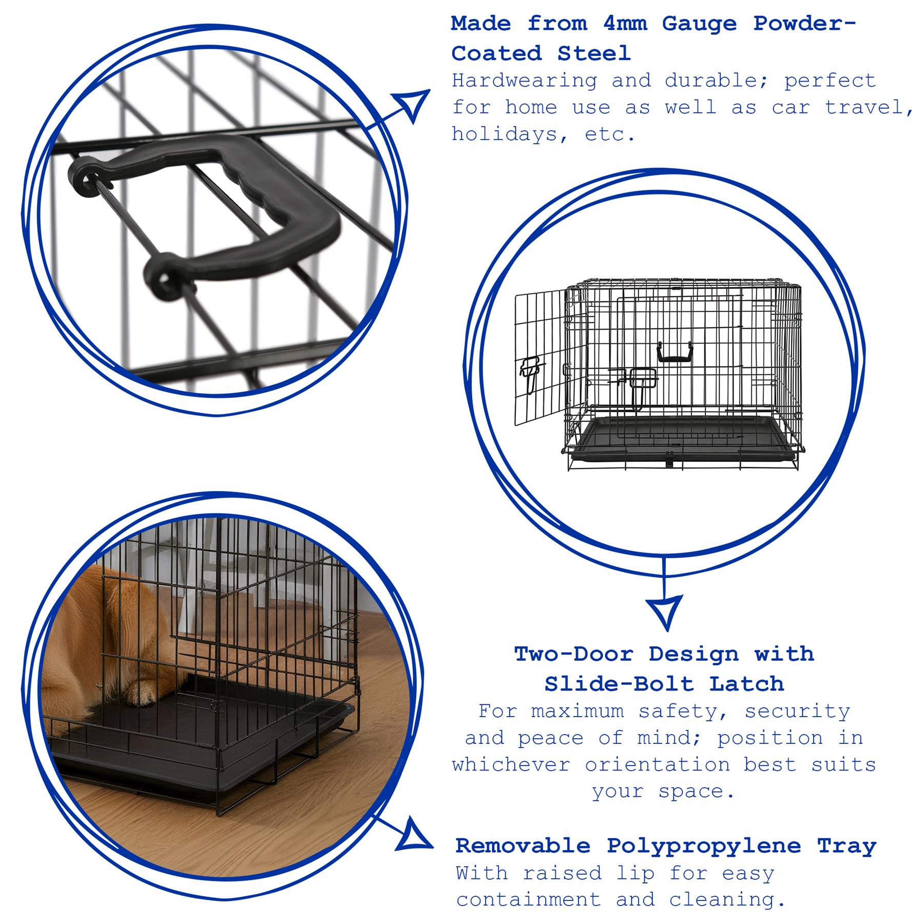 2 Door Metal Dog Crate with Removable Tray - Large