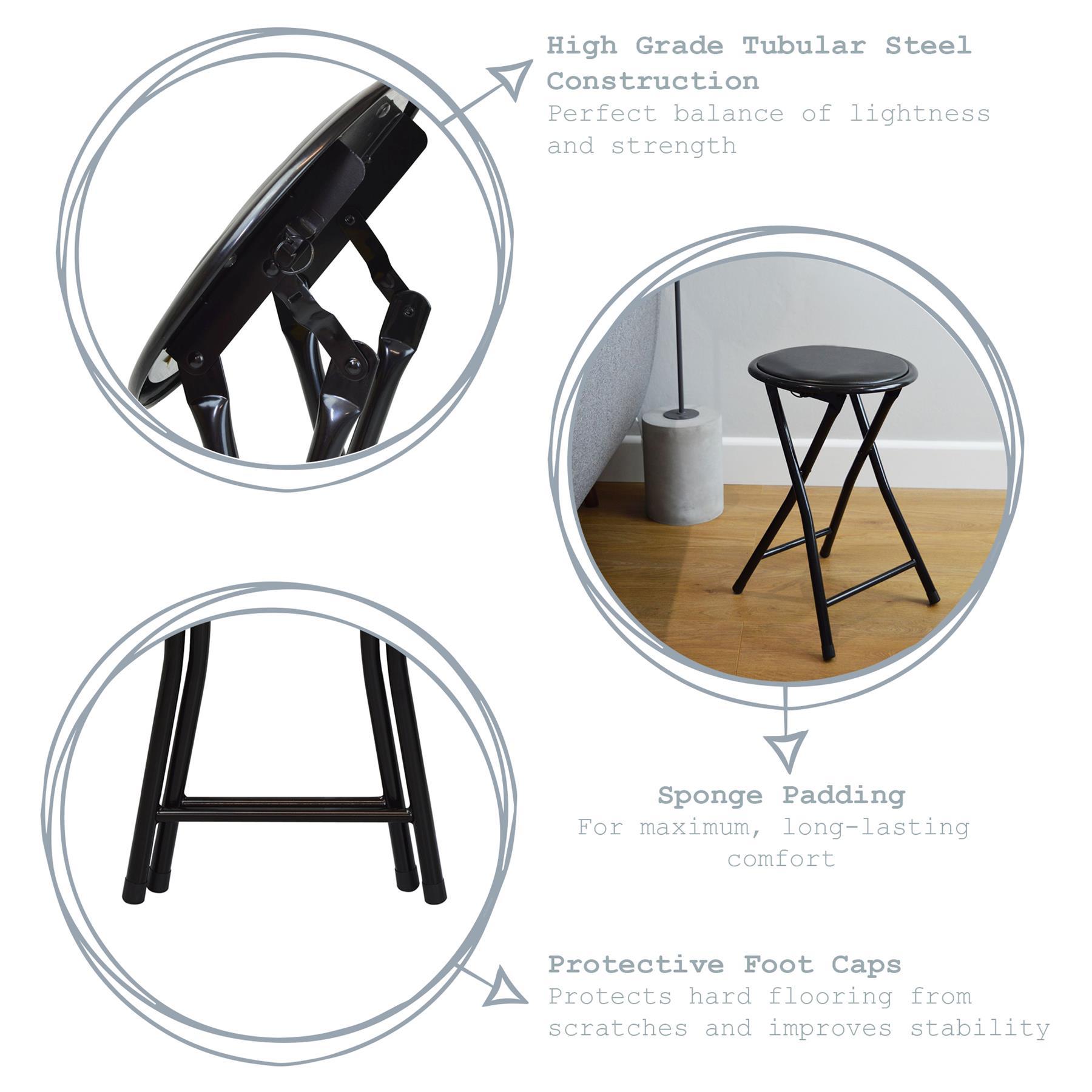 Black Padded Folding Stool