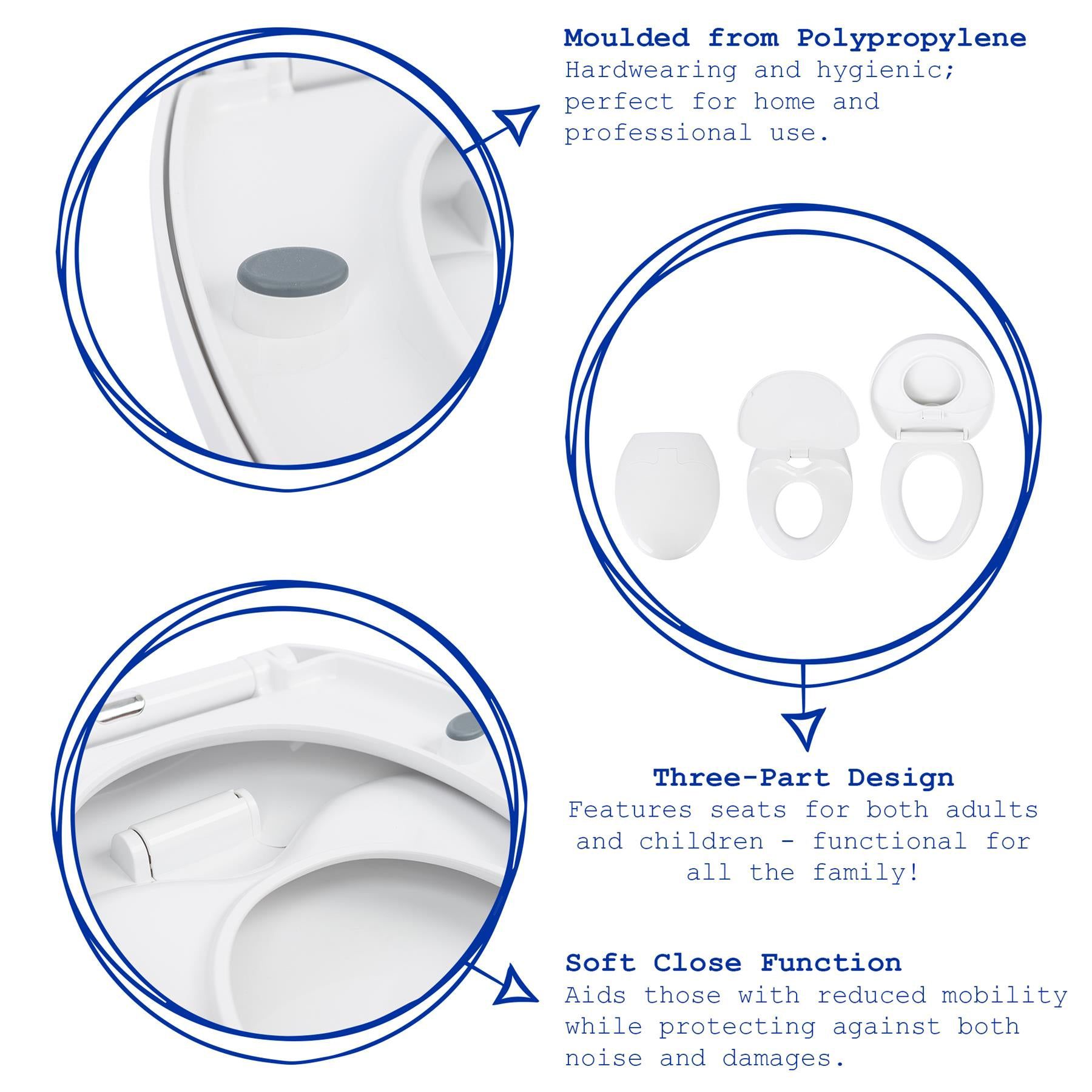 Soft Close Antibacterial Family Toilet Seat