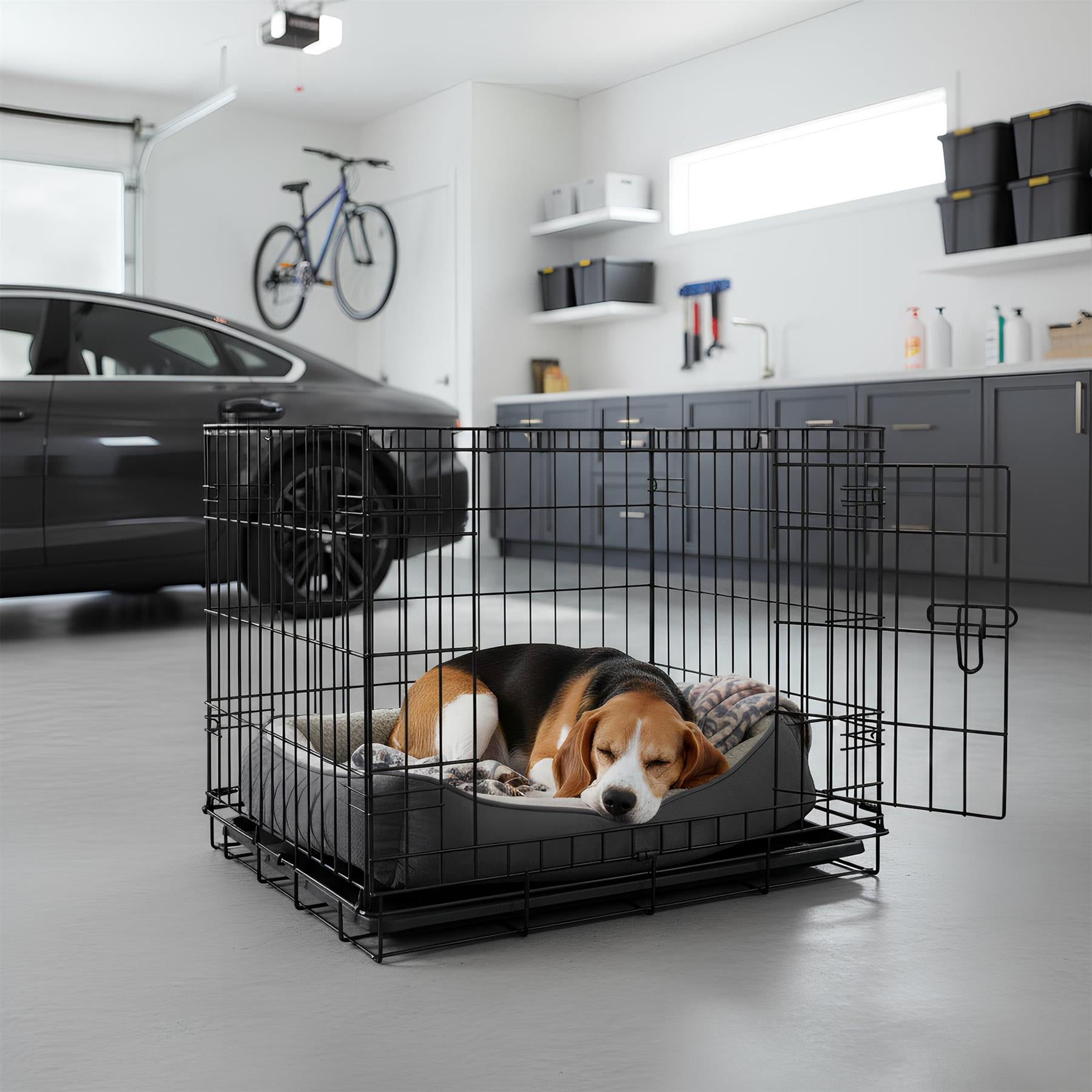 2 Door Metal Dog Crate with Removable Tray - Medium