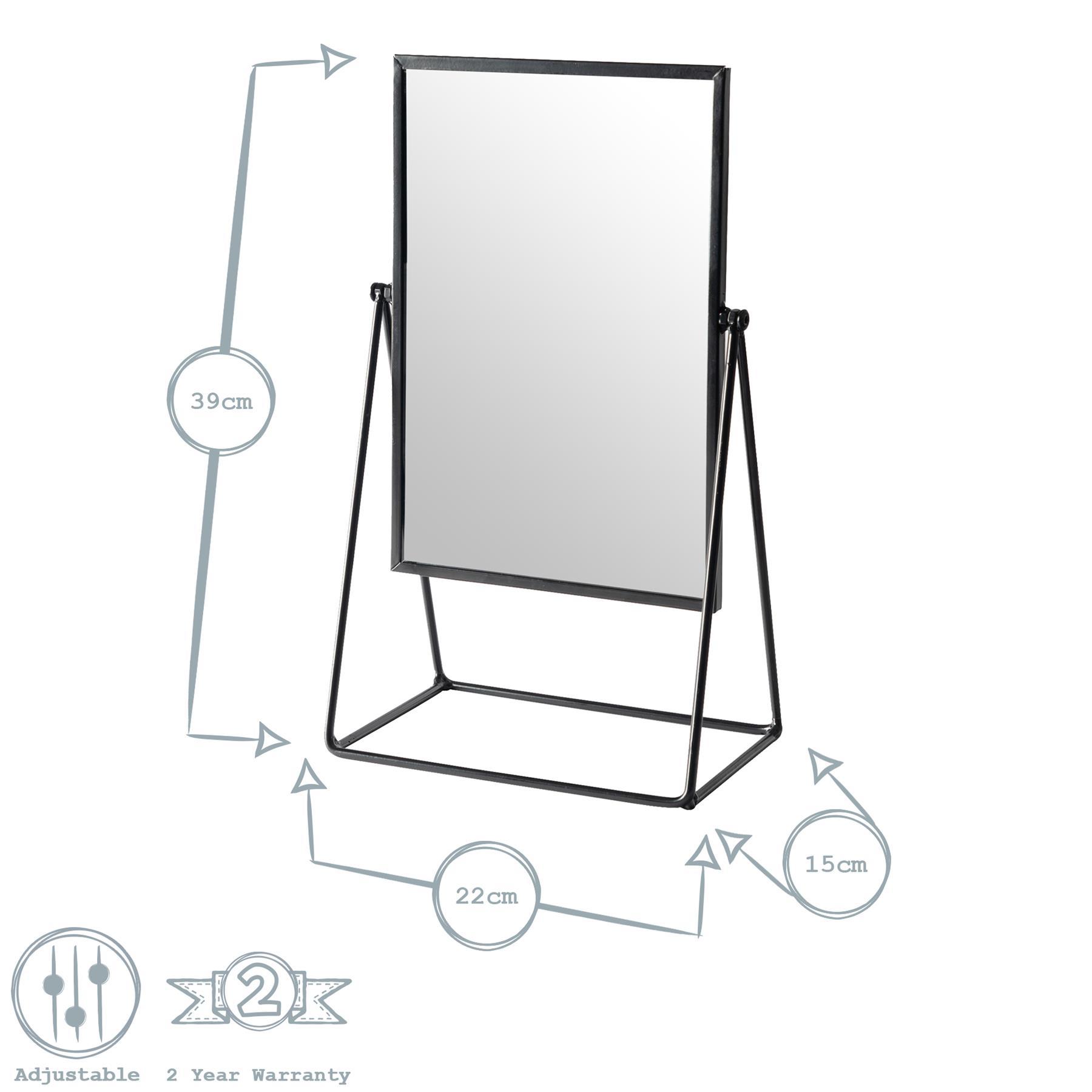 22cm x 39cm Black Square Dressing Table Mirror