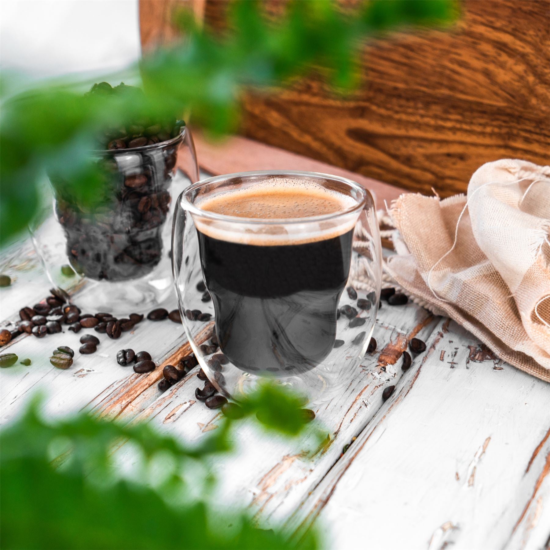 220ml Double Walled Glass Mugs - Clear - Pack of 4