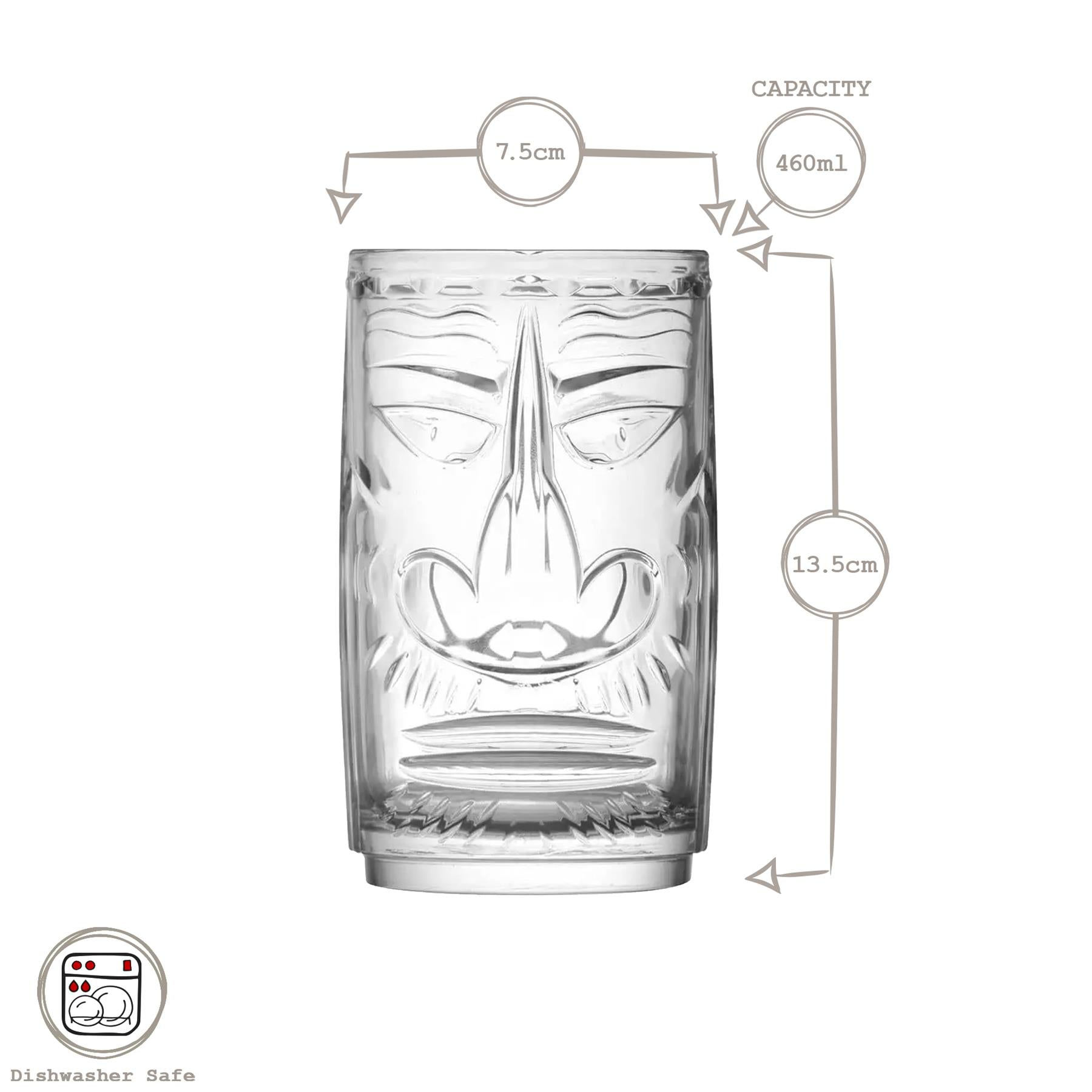 8 Piece Crystal 460ml Tiki Highball Glasses Set