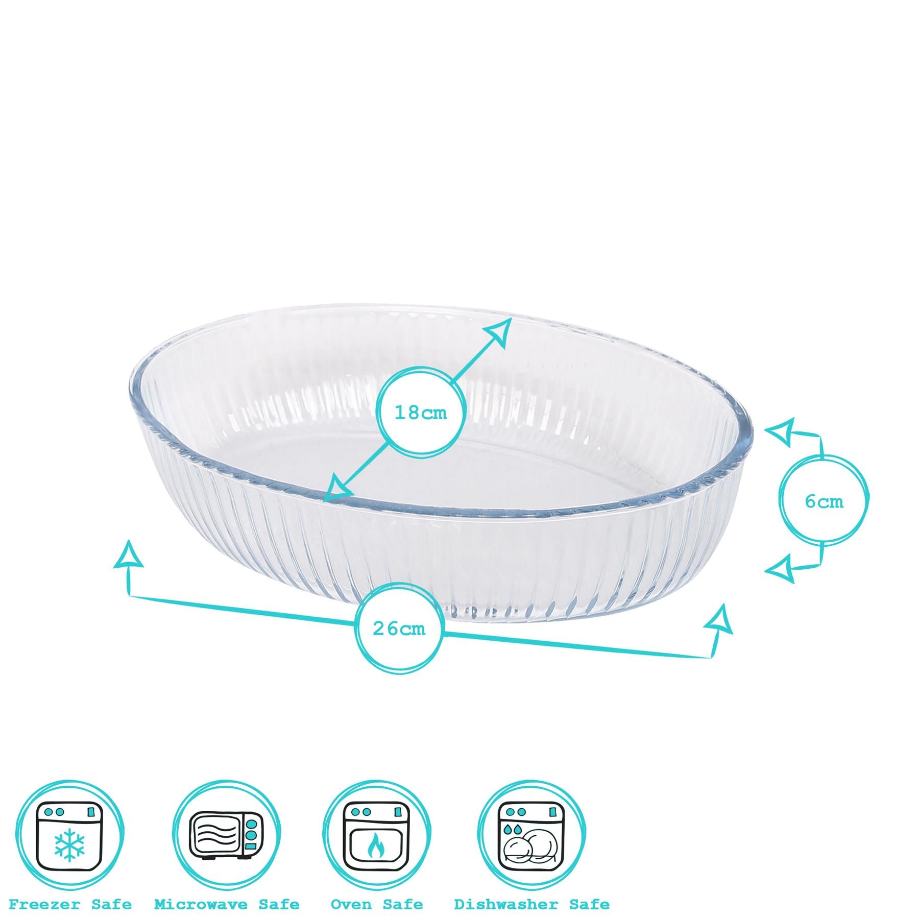 Optical Oval Glass Oven Dish - 26cm x 17cm