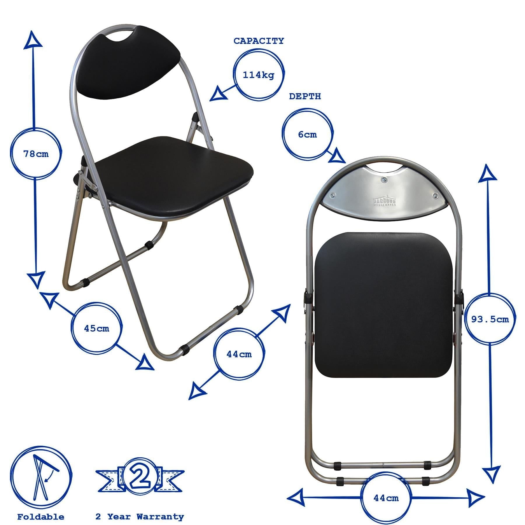 Black Curved Padded Folding Chair - Pack of Six