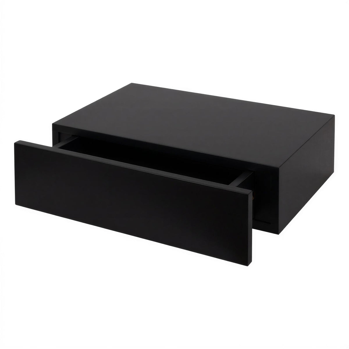 Wooden Floating Shelf with Drawer - 40cm - Black