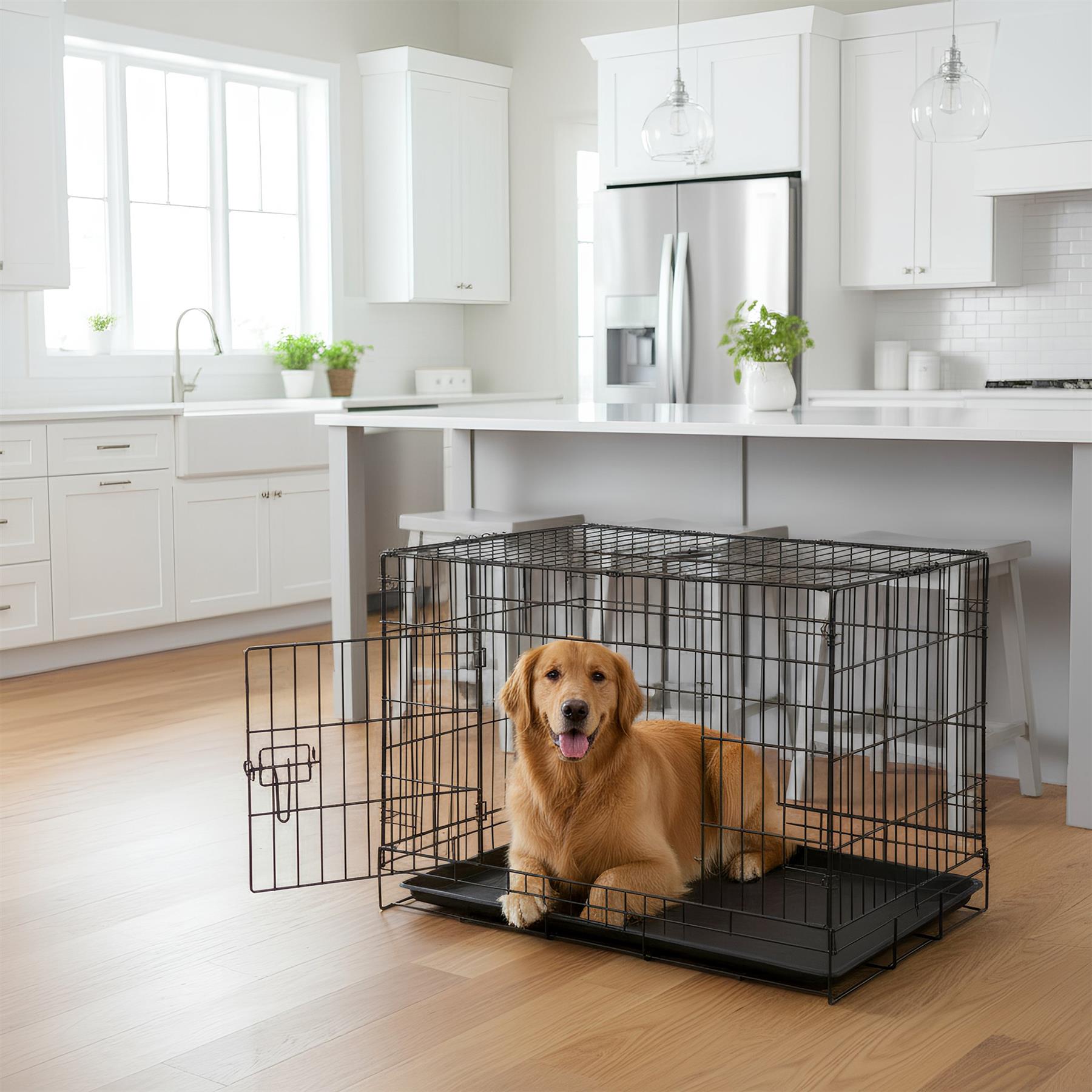 2 Door Metal Dog Crate with Removable Tray - Small
