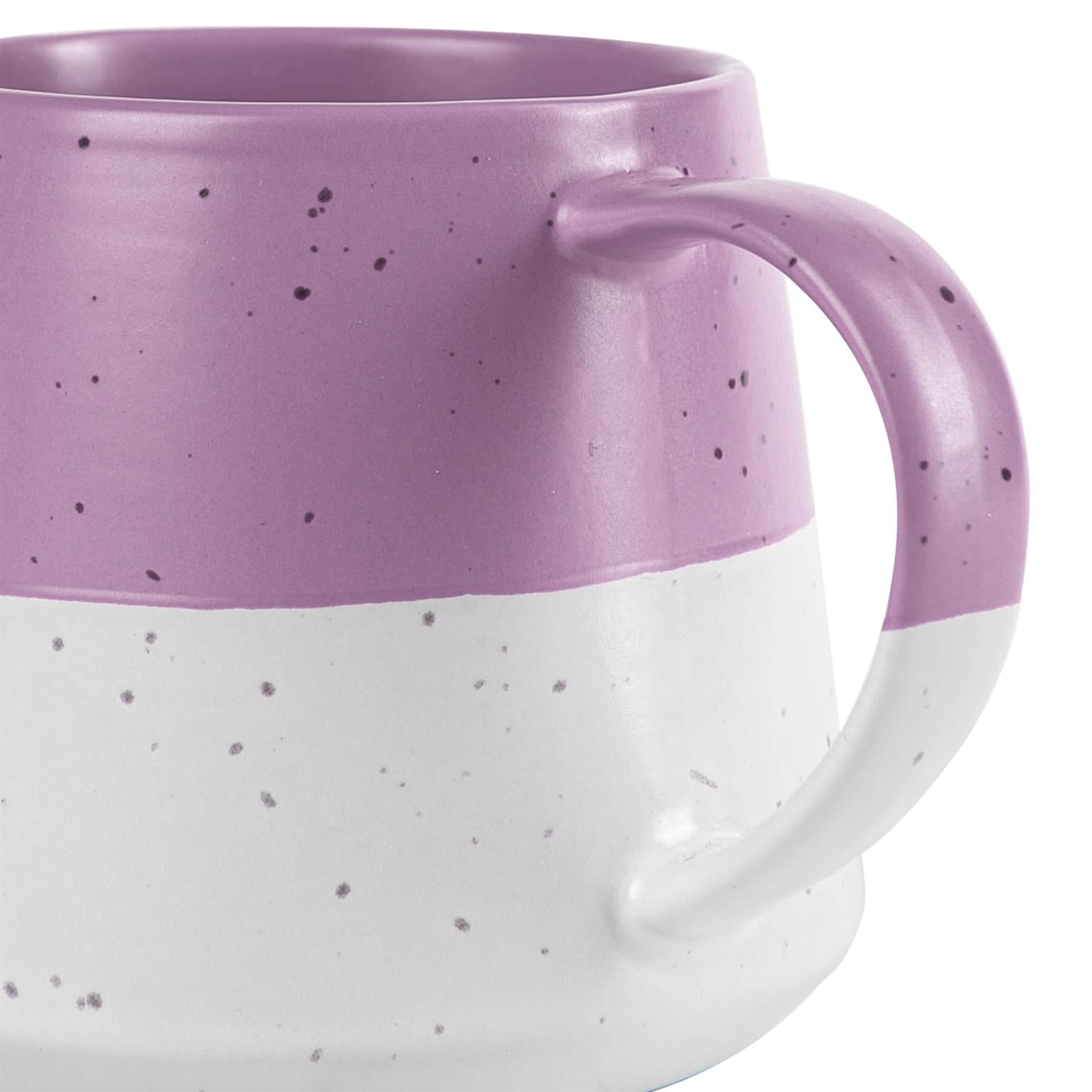 370ml Colour Block Flecked Stoneware Belly Mug - Lavender
