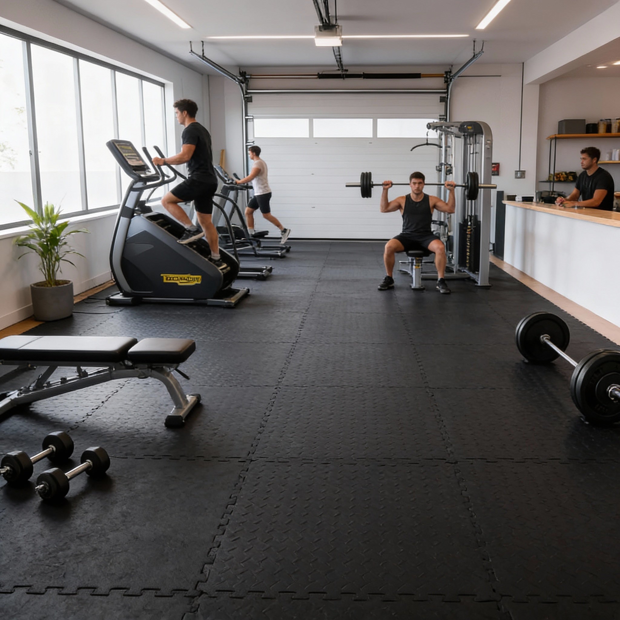 Thick Interlocking Gym Flooring Mats - 60 x 60cm - Pack of 4
