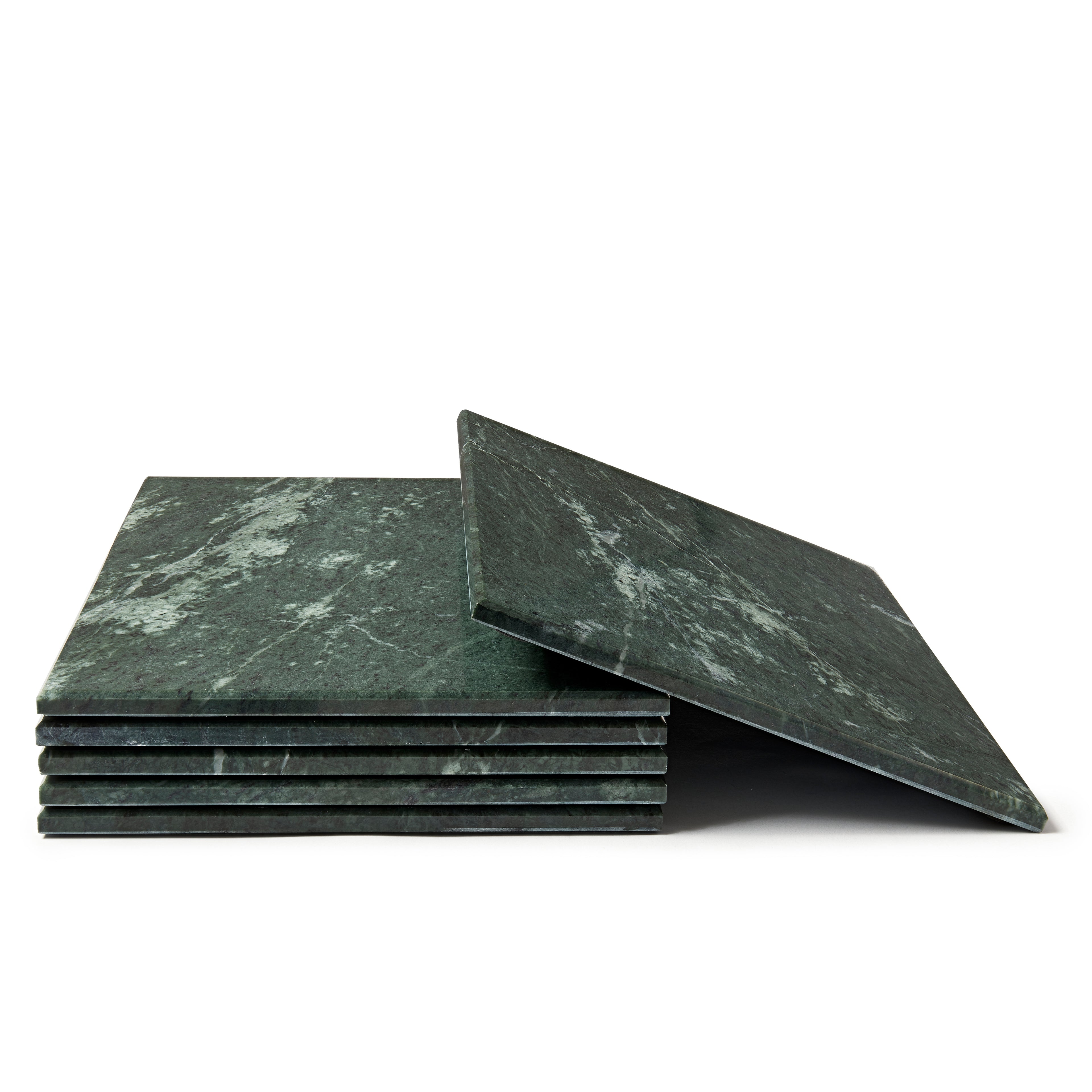 12pc Rectangle Marble Placemats & Square Coasters Set - 30cm x 20cm - Green