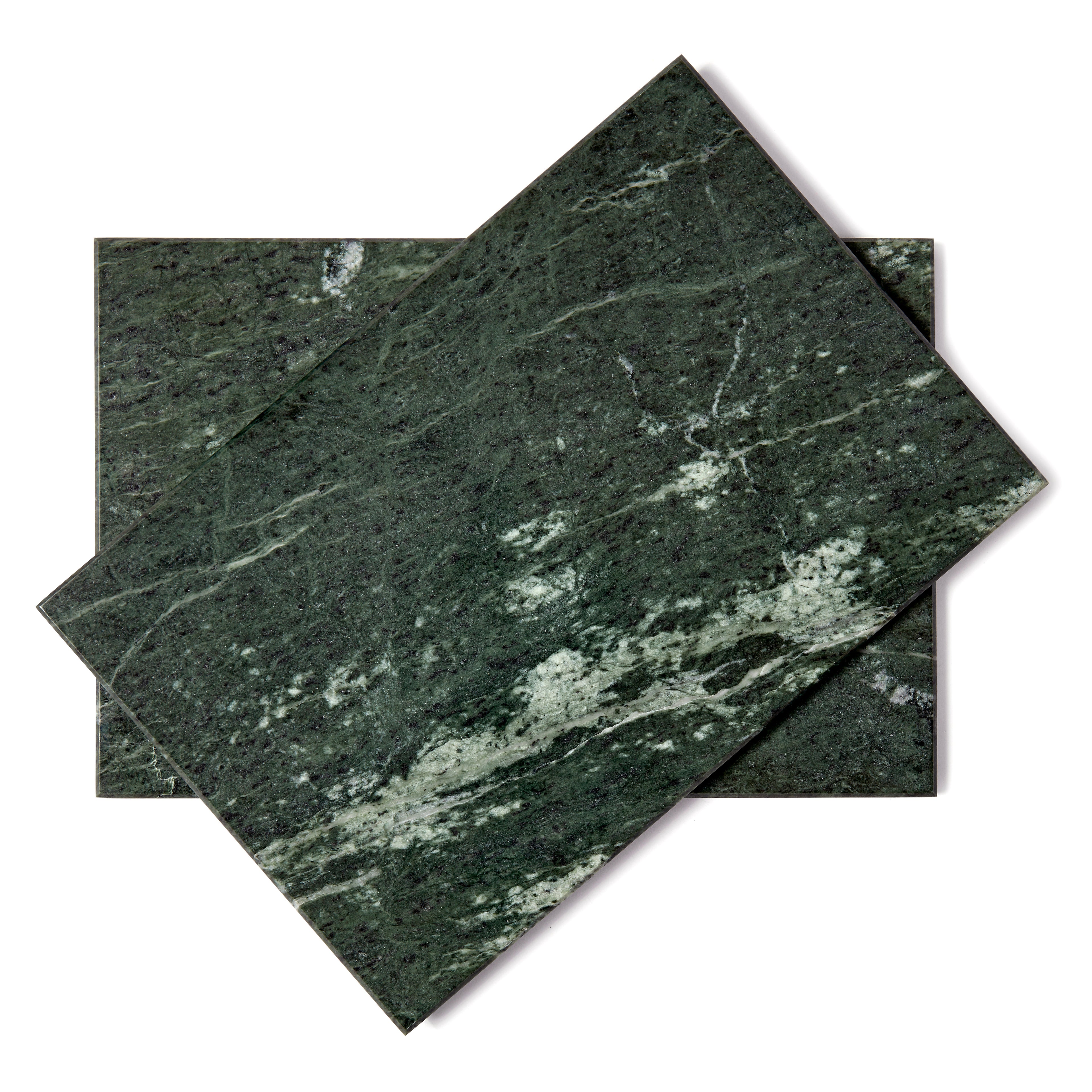 12pc Rectangle Marble Placemats & Round Coasters Set - 30cm x 20cm - Green