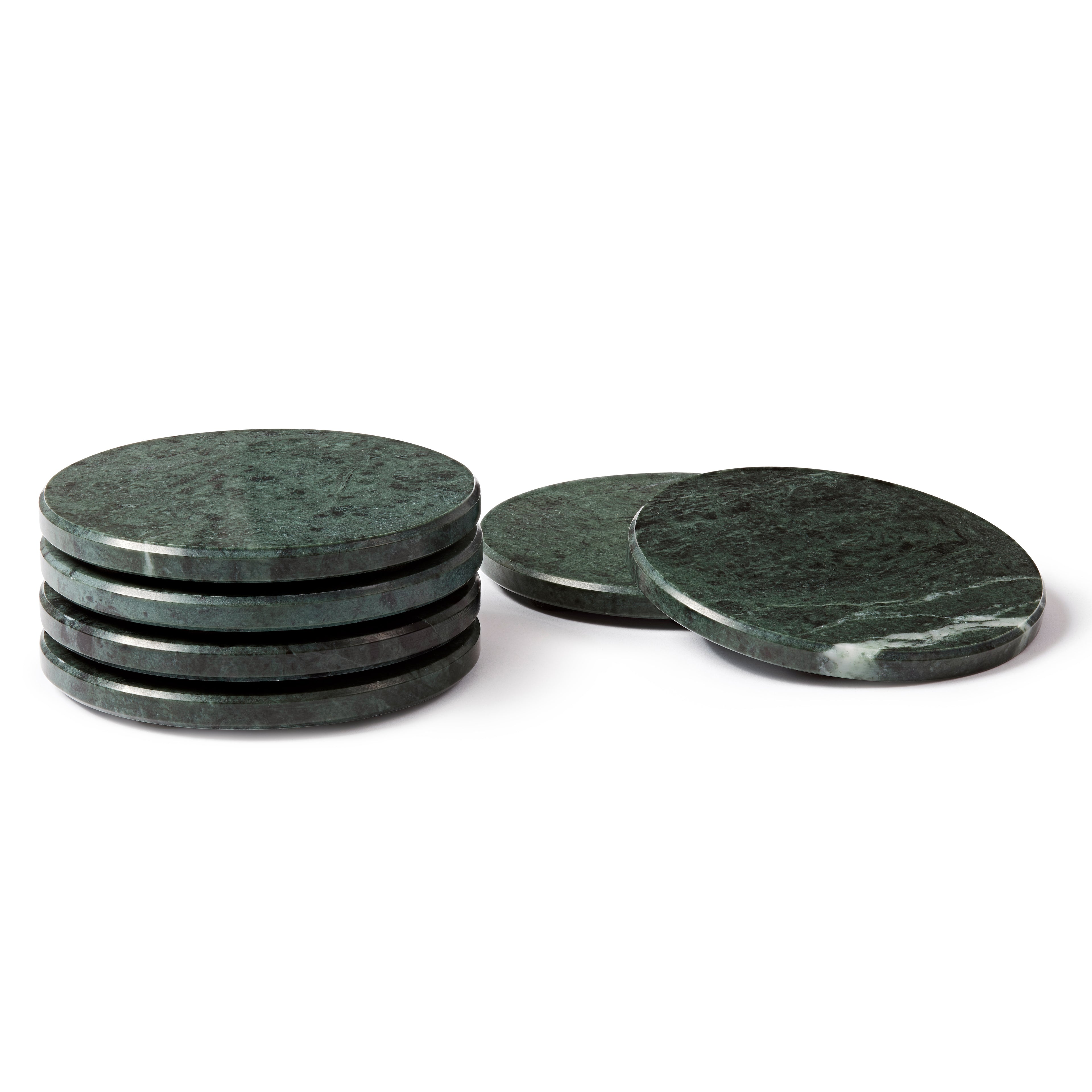 12pc Rectangle Marble Placemats & Round Coasters Set - 30cm x 20cm - Green