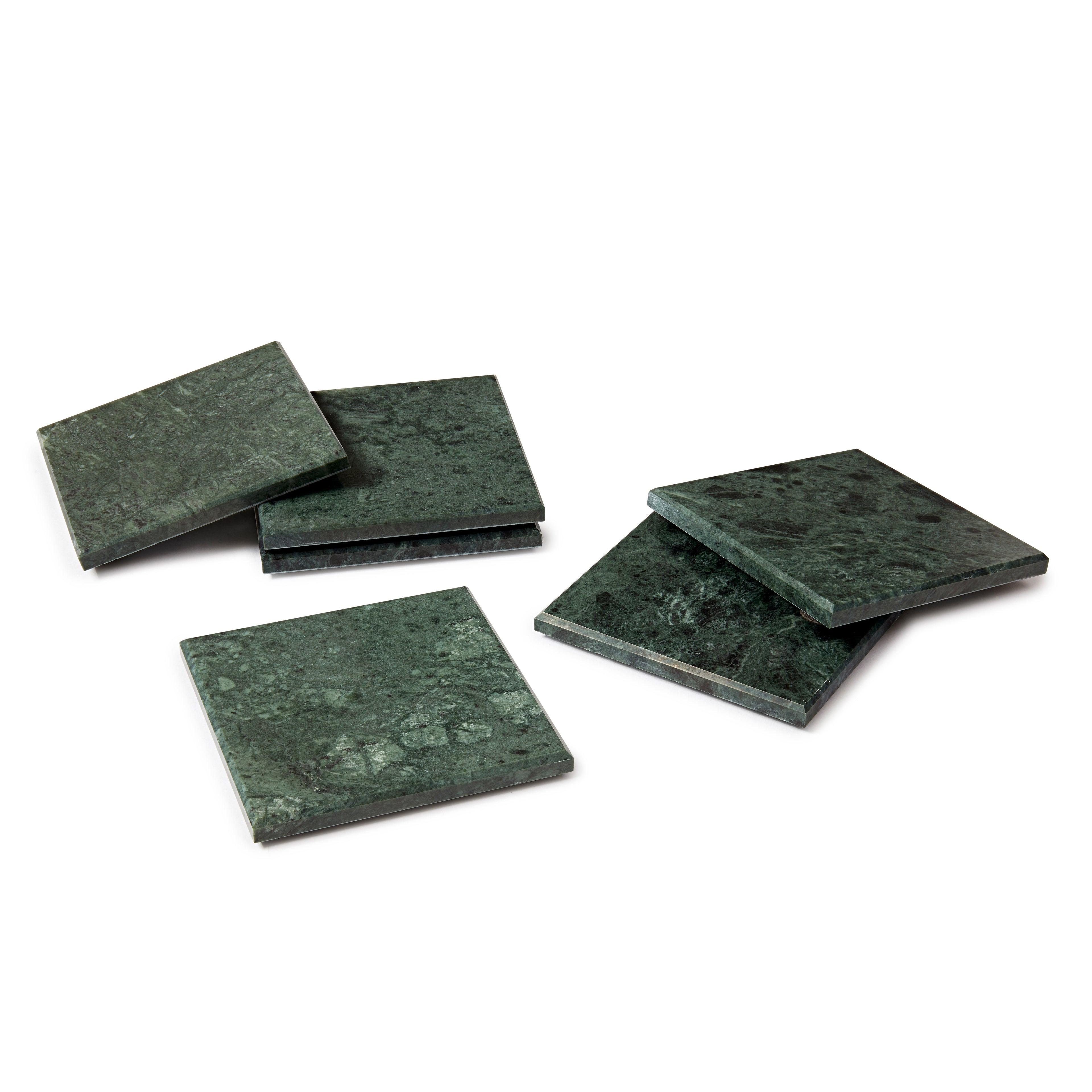 12pc Round Marble Placemats & Square Coasters Set - 30cm - Green