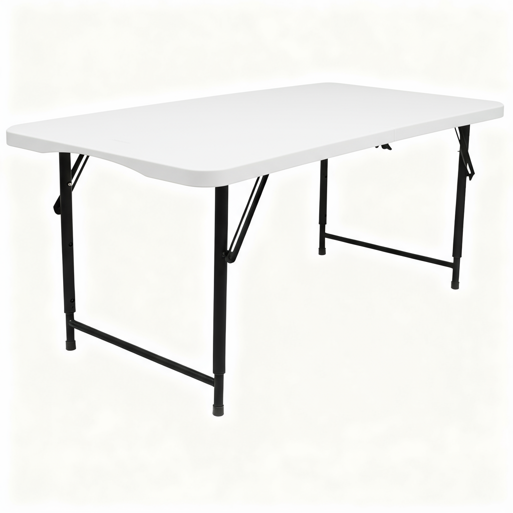 4ft (120cm) White Height Adjustable Folding Trestle Table