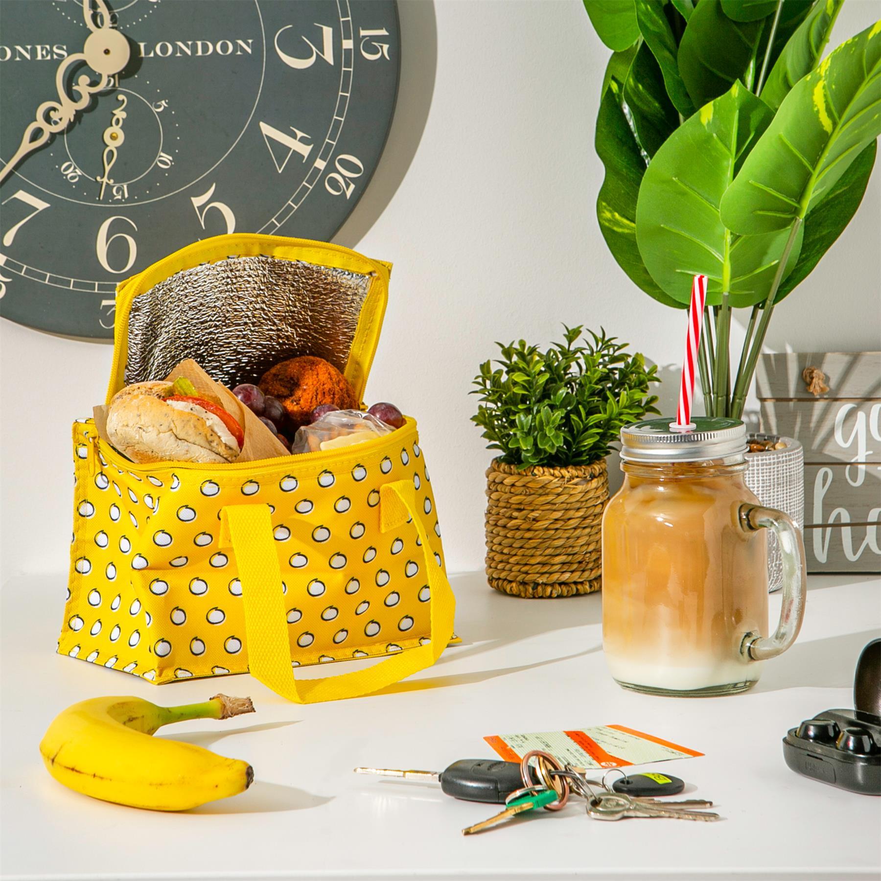 Mustard Polka Insulated Lunch Bag