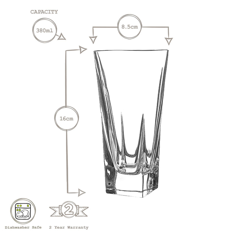 380ml Fusion Highball Glasses - Pack of Six - By RCR Crystal