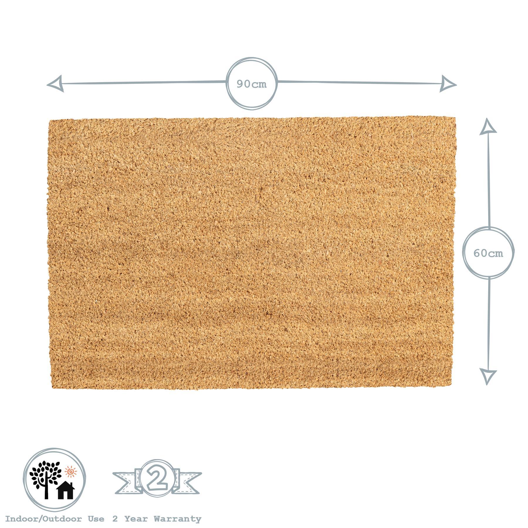 90cm x 60cm Black Star Coir Door Mat