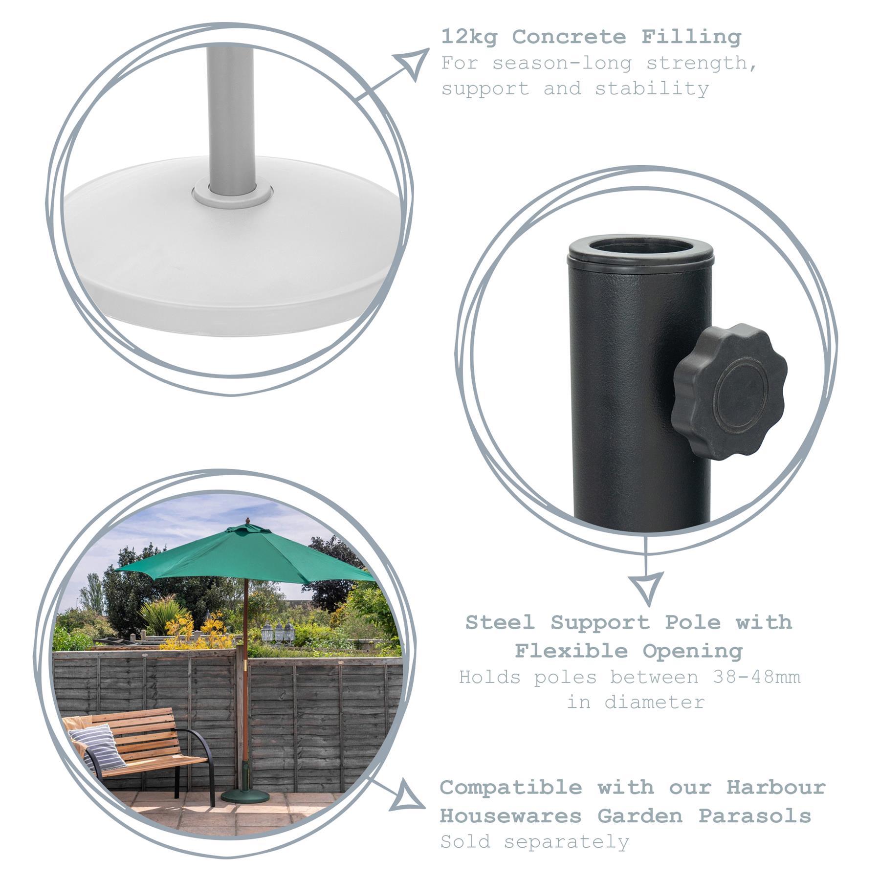 12kg Black Concrete Garden Parasol Base