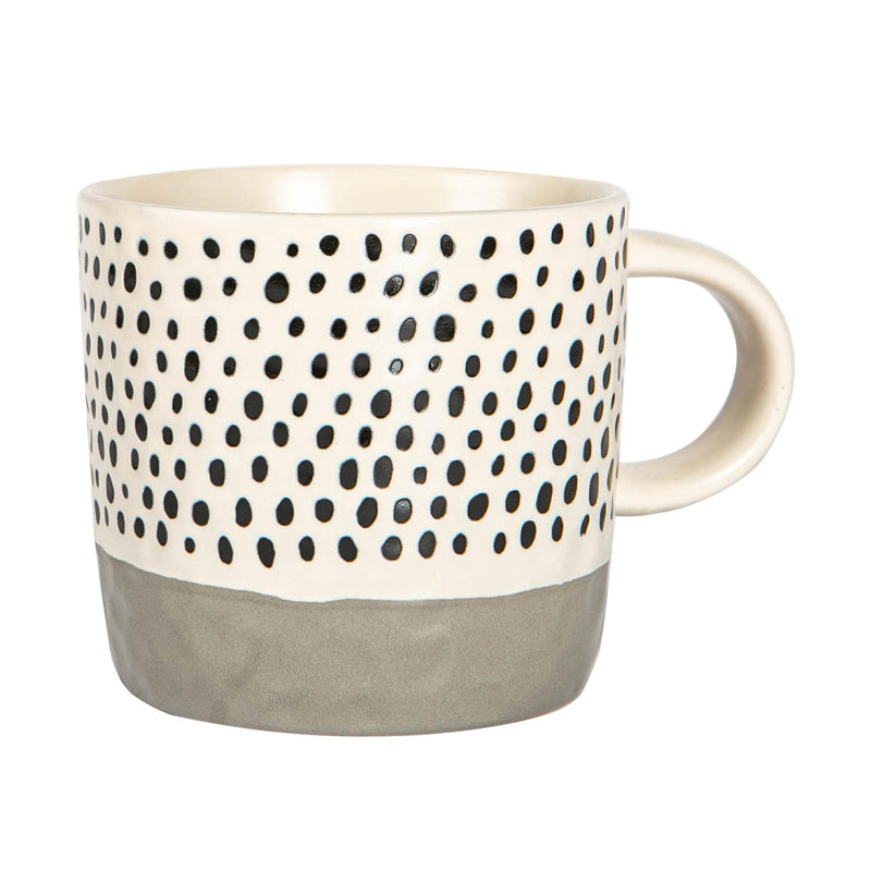 385ml Dipped Spot Stoneware Coffee Mugs - Pack of Six - By Nicola Spring