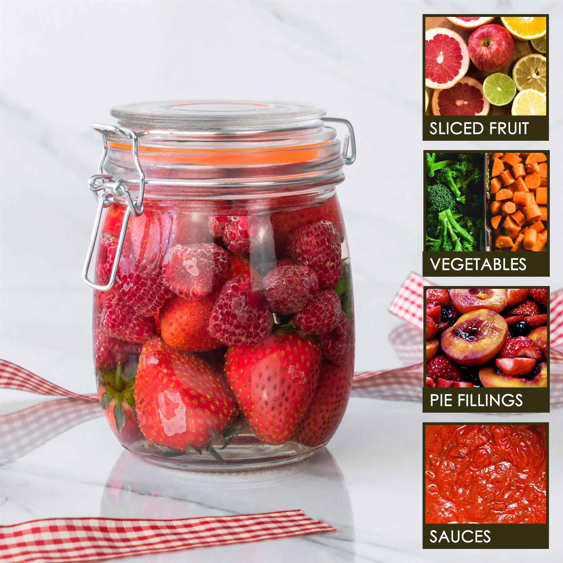750ml Air tight Classic Glass Storage Jar + Four Free Coloured Seals
