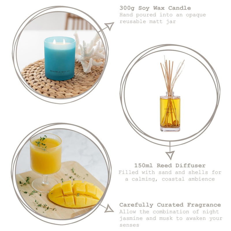 2pc Summer Days Oceania Scented Candle & Diffuser Set - By Bramble Bay