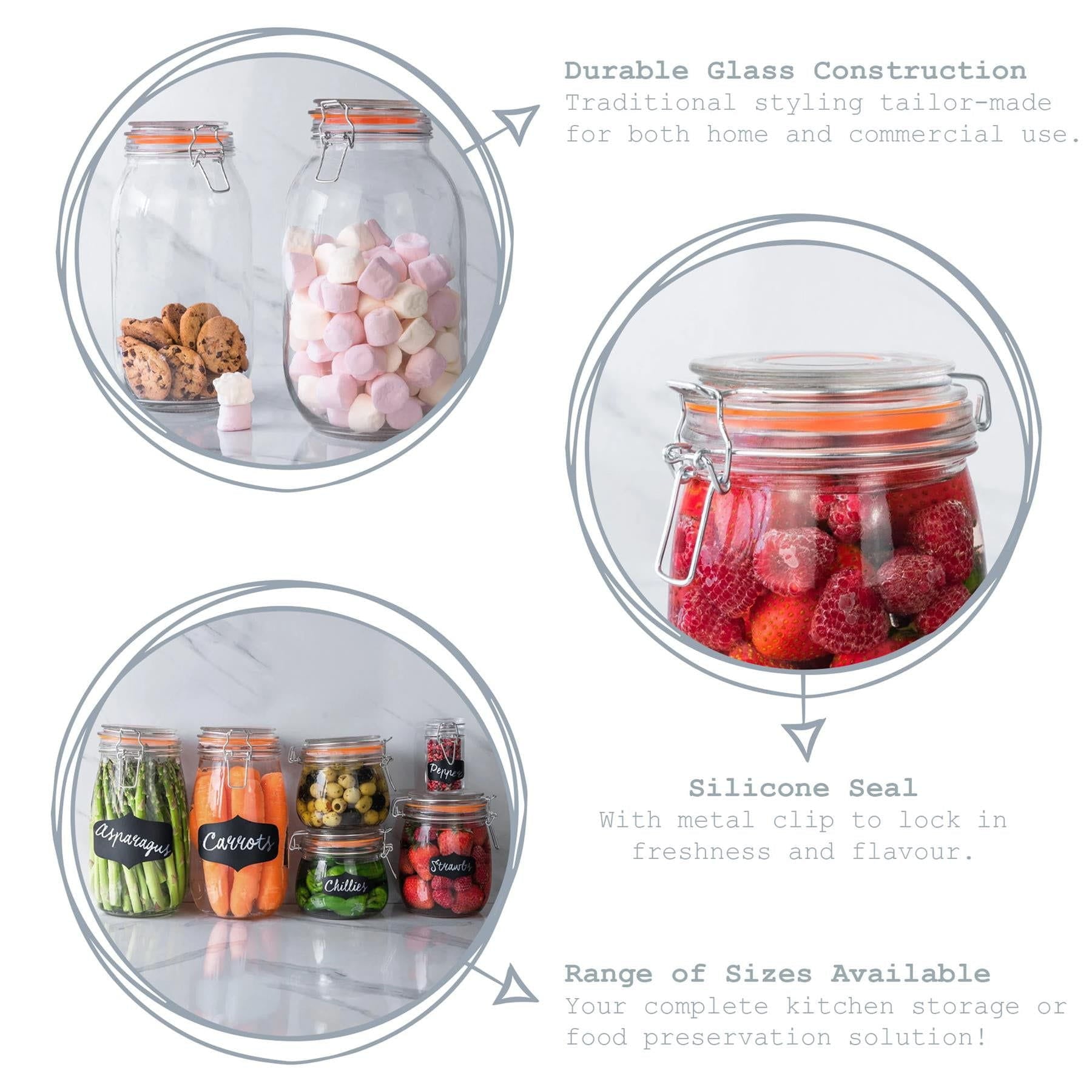 200ml Air Tight Overnight oats Classic Glass Storage Jar + Four Free Coloured Seals