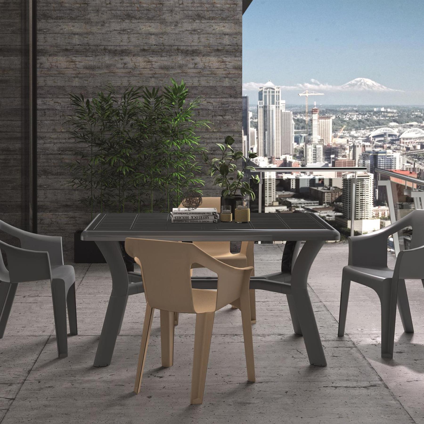 Four-Seater Rectangular Tulip Plastic Garden Dining Table 140cm x 90cm