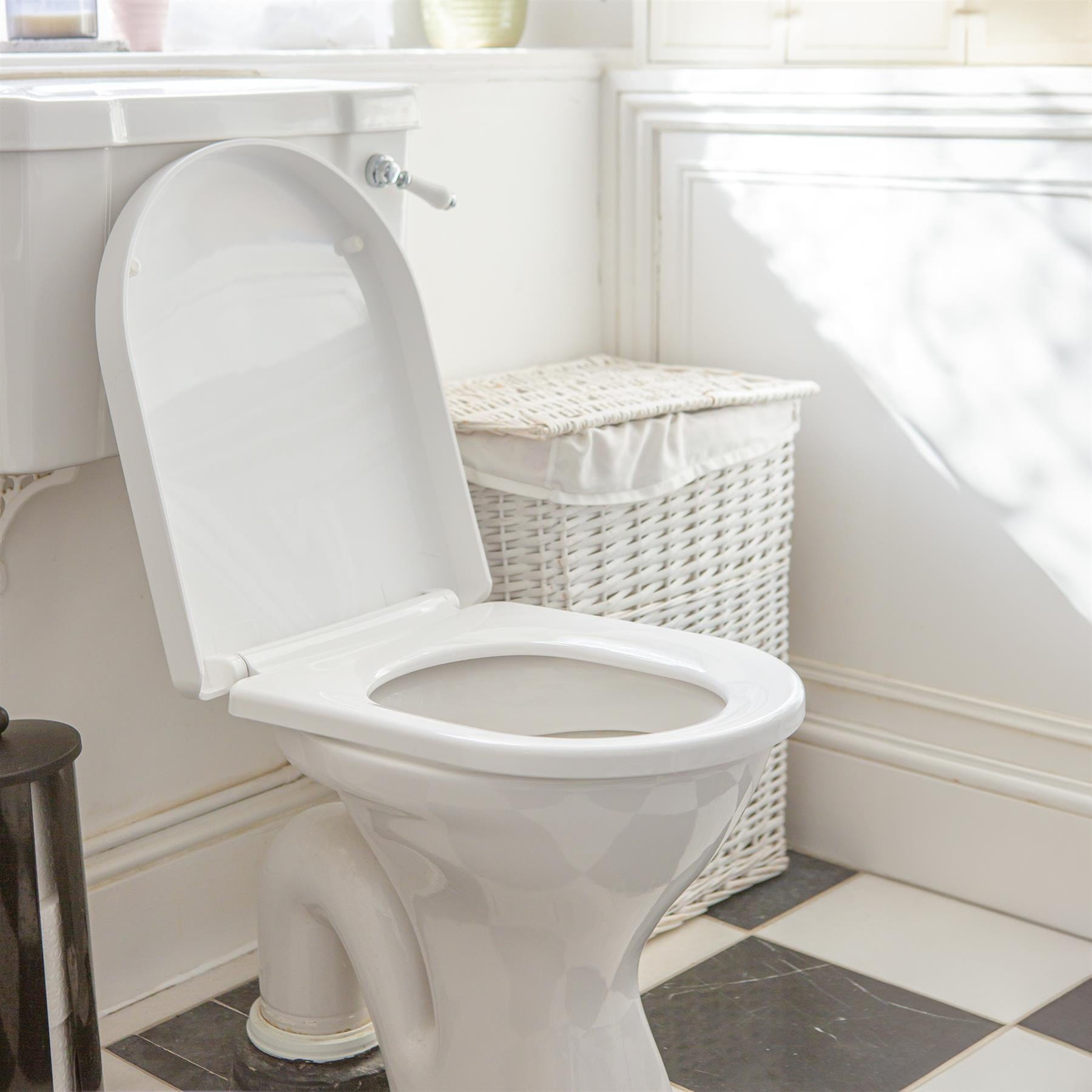 White Square Antibacterial Soft Close Standard Toilet Seat