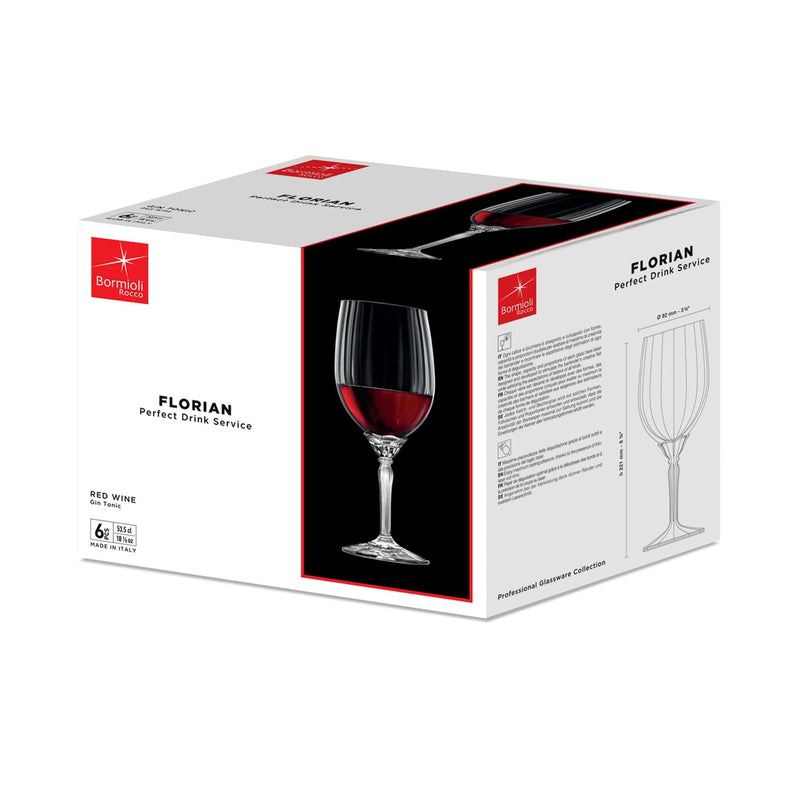 535ml Florian Red Wine Glasses - Pack of Six  - By Bormioli Rocco