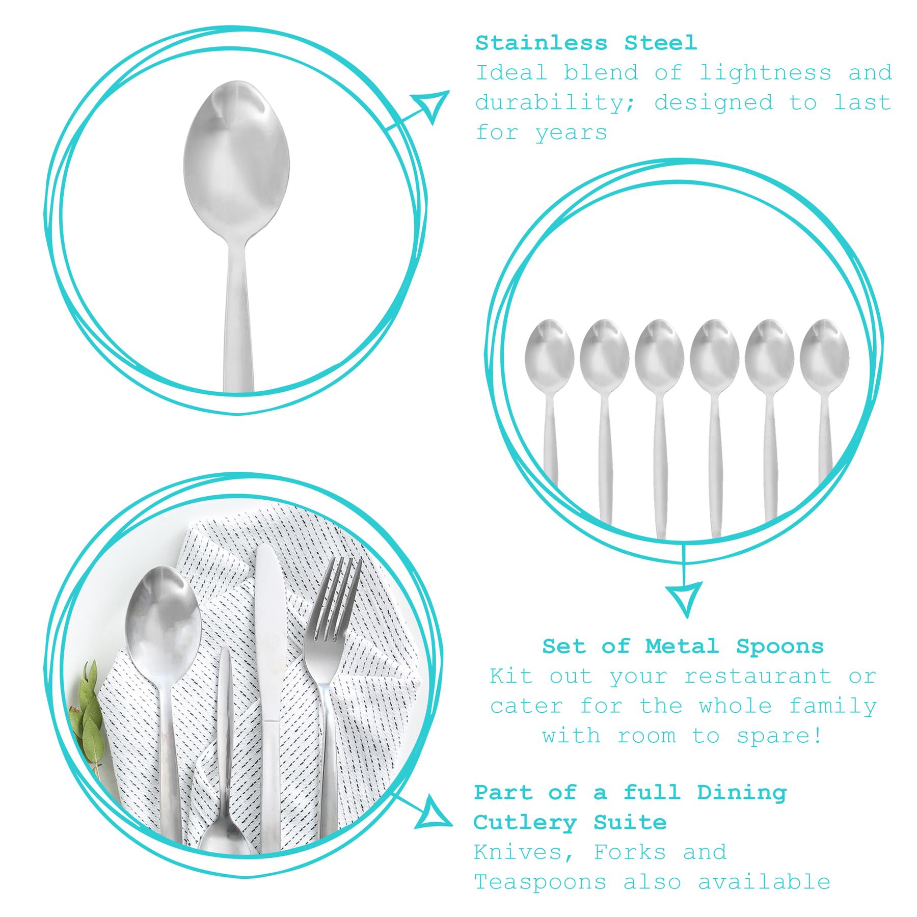Classic Stainless Steel Dessert Spoons - Pack of 6