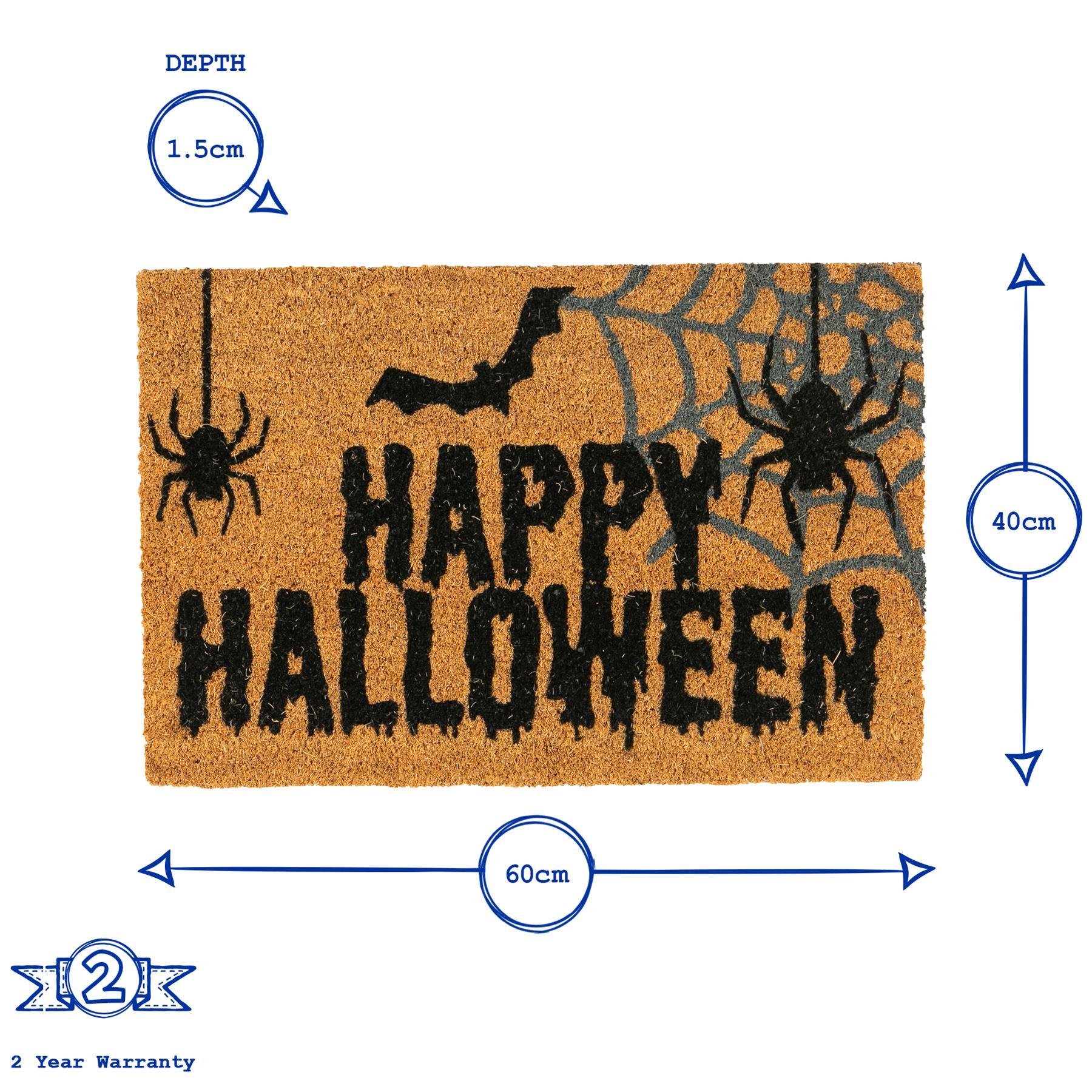 60cm x 40cm Spider Happy Halloween Coir Door Mat